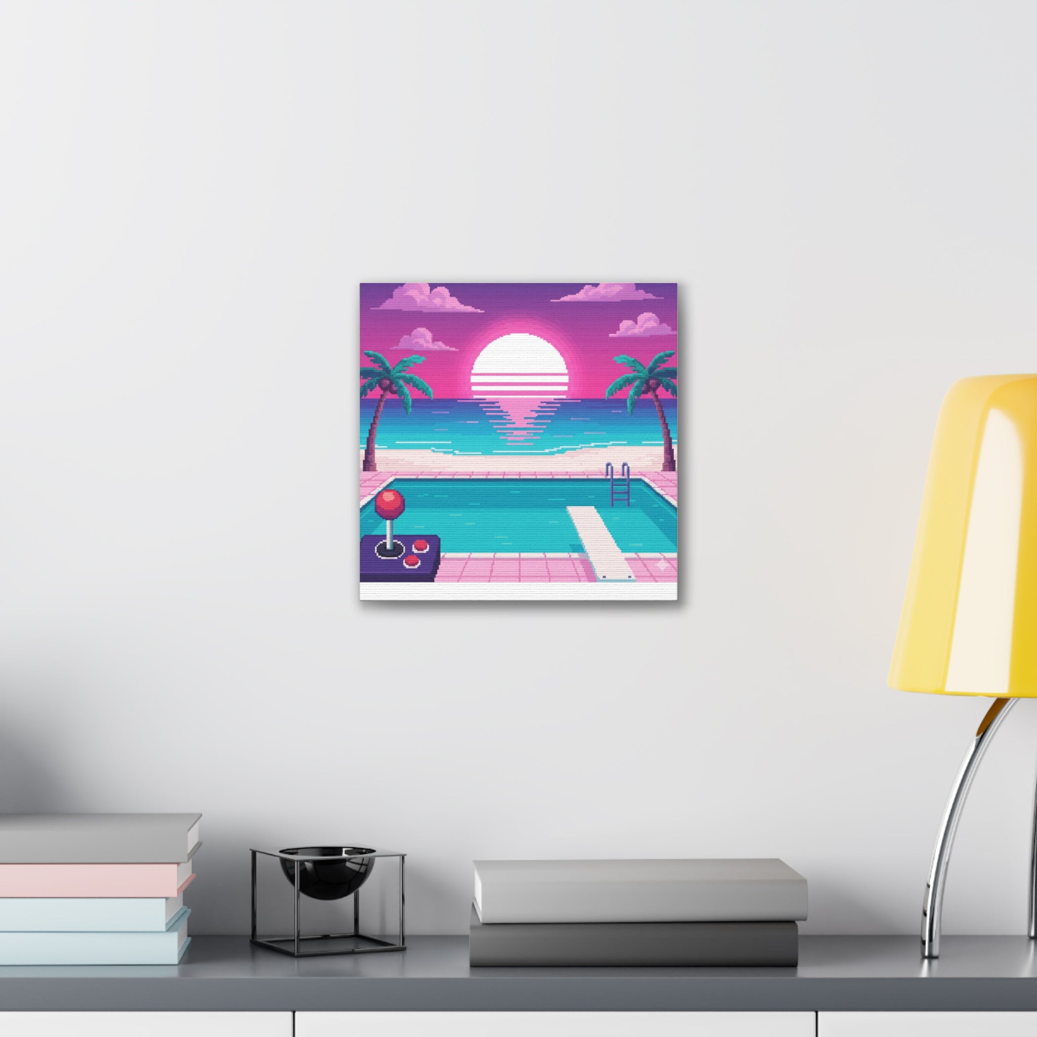 Retro Vaporwave Beach Canvas Print