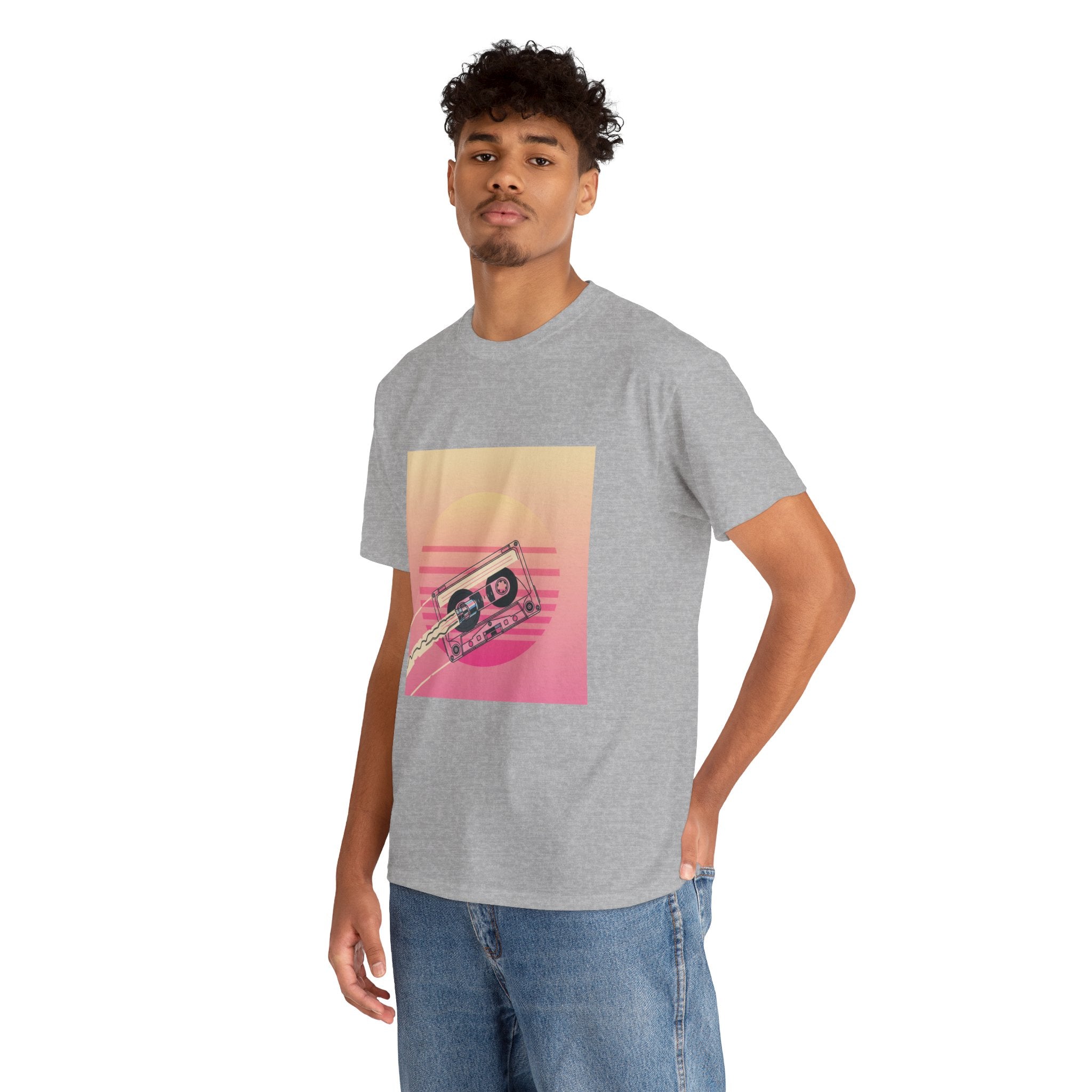 Cassette Sunset Tee — Retro Vaporwave Vintage Tape T-Shirt