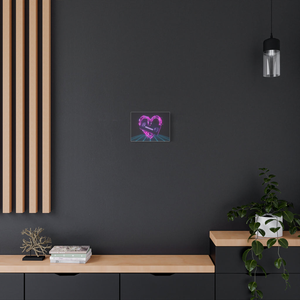 Retro VHS Heart Matte Canvas Wall Art — 80s Vaporwave Neon Decor