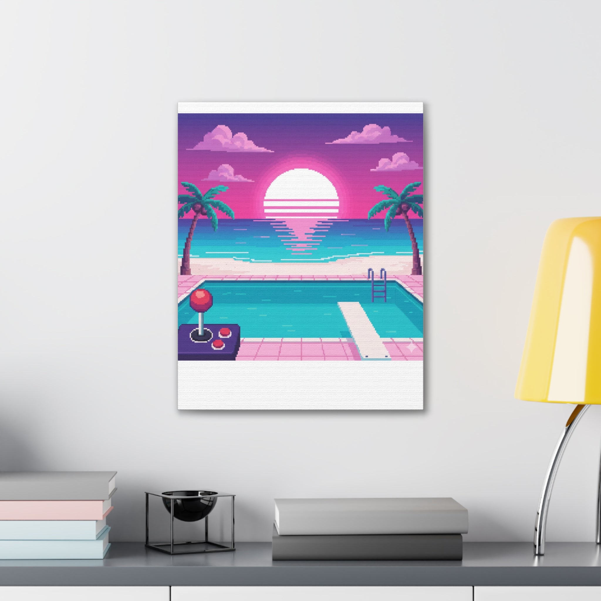 Retro Vaporwave Beach Canvas Print