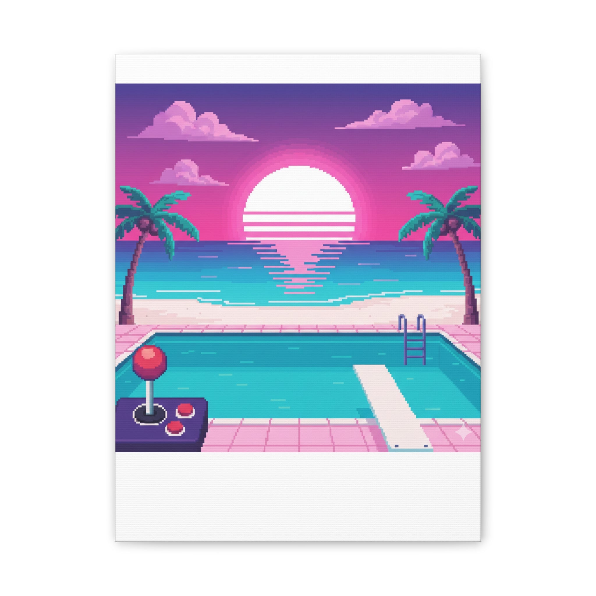 Retro Vaporwave Beach Canvas Print