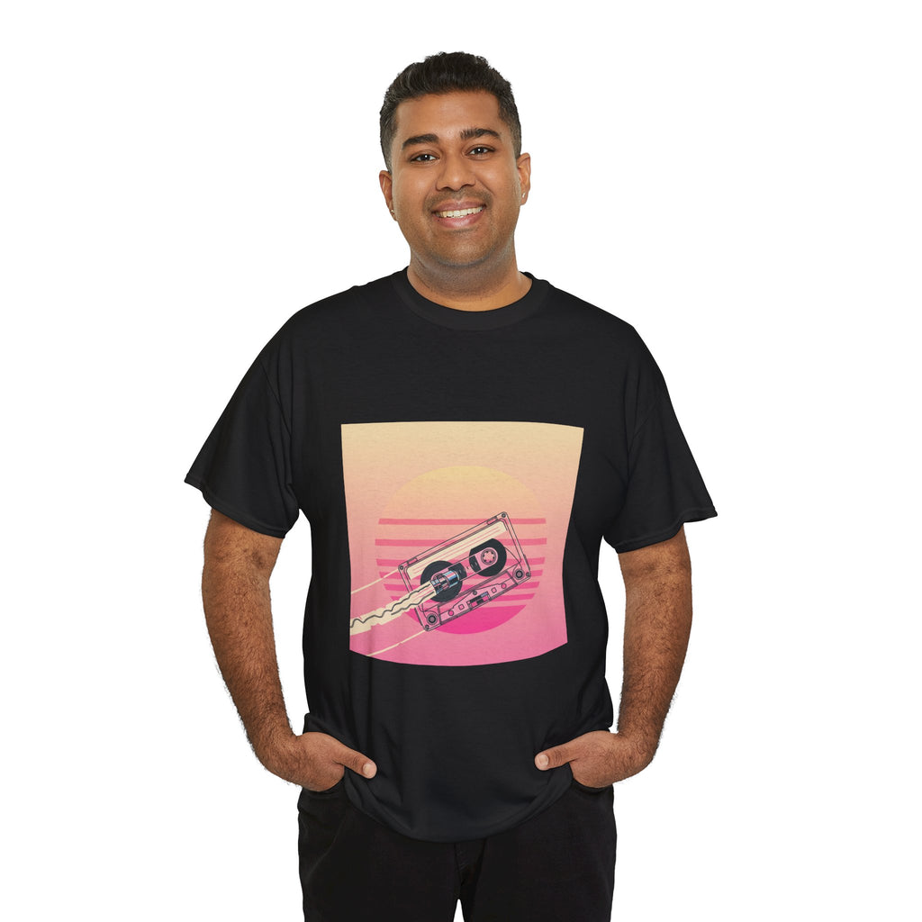Cassette Sunset Tee — Retro Vaporwave Vintage Tape T-Shirt