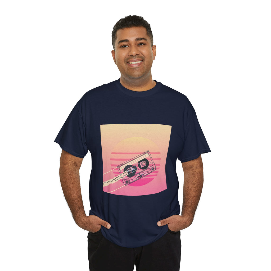 Cassette Sunset Tee — Retro Vaporwave Vintage Tape T-Shirt
