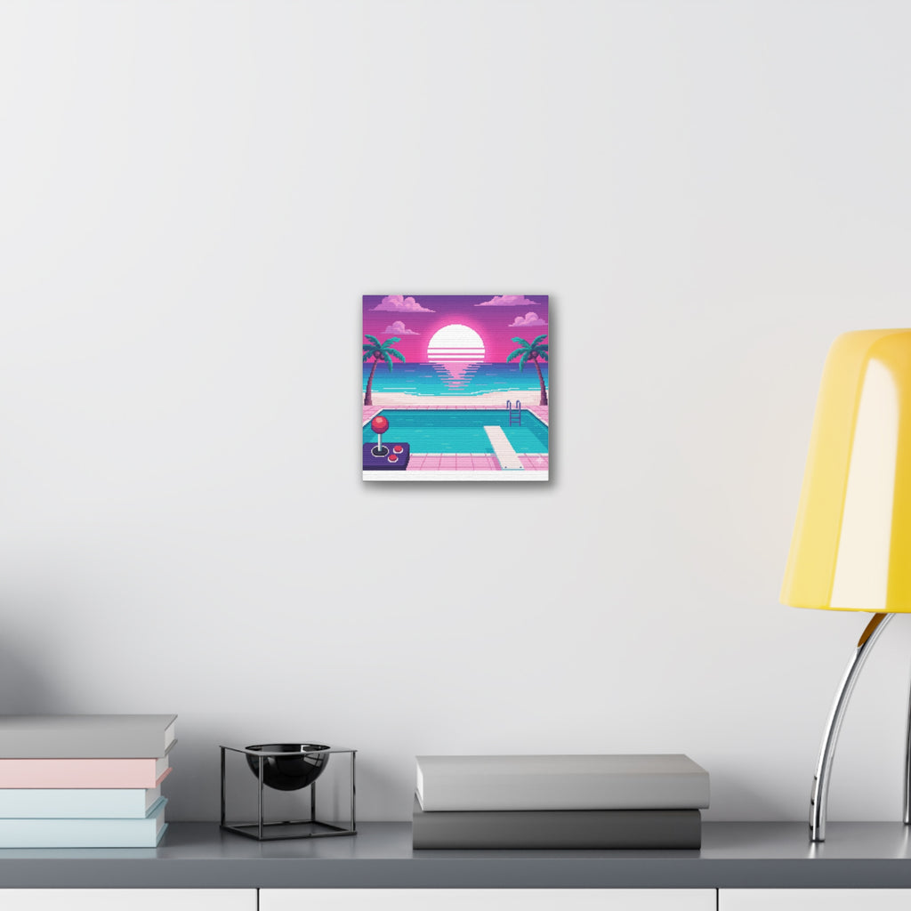 Retro Vaporwave Beach Canvas Print