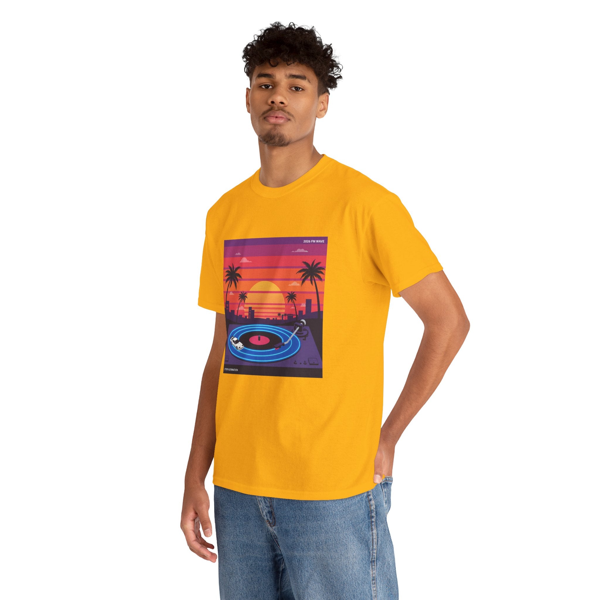 Sunset Vinyl Record T-Shirt — Retro Beachwave Music Tee