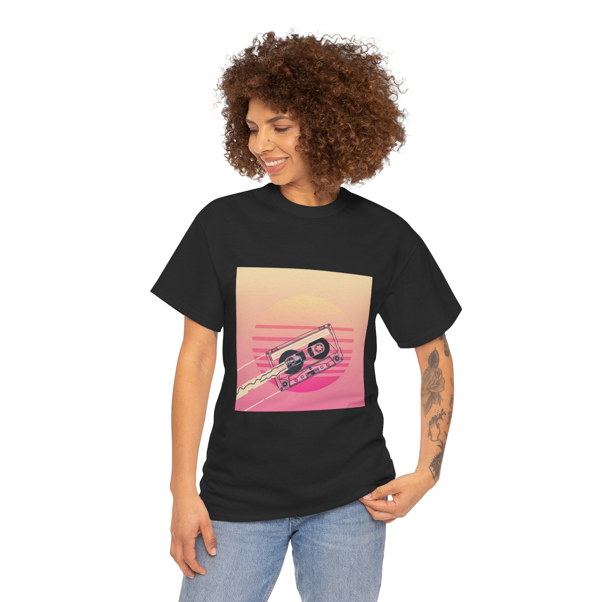 Cassette Sunset Tee — Retro Vaporwave Vintage Tape T-Shirt