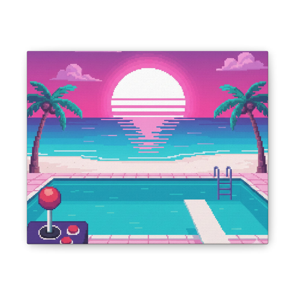 Retro Vaporwave Beach Canvas Print