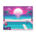 Retro Vaporwave Beach Canvas Print