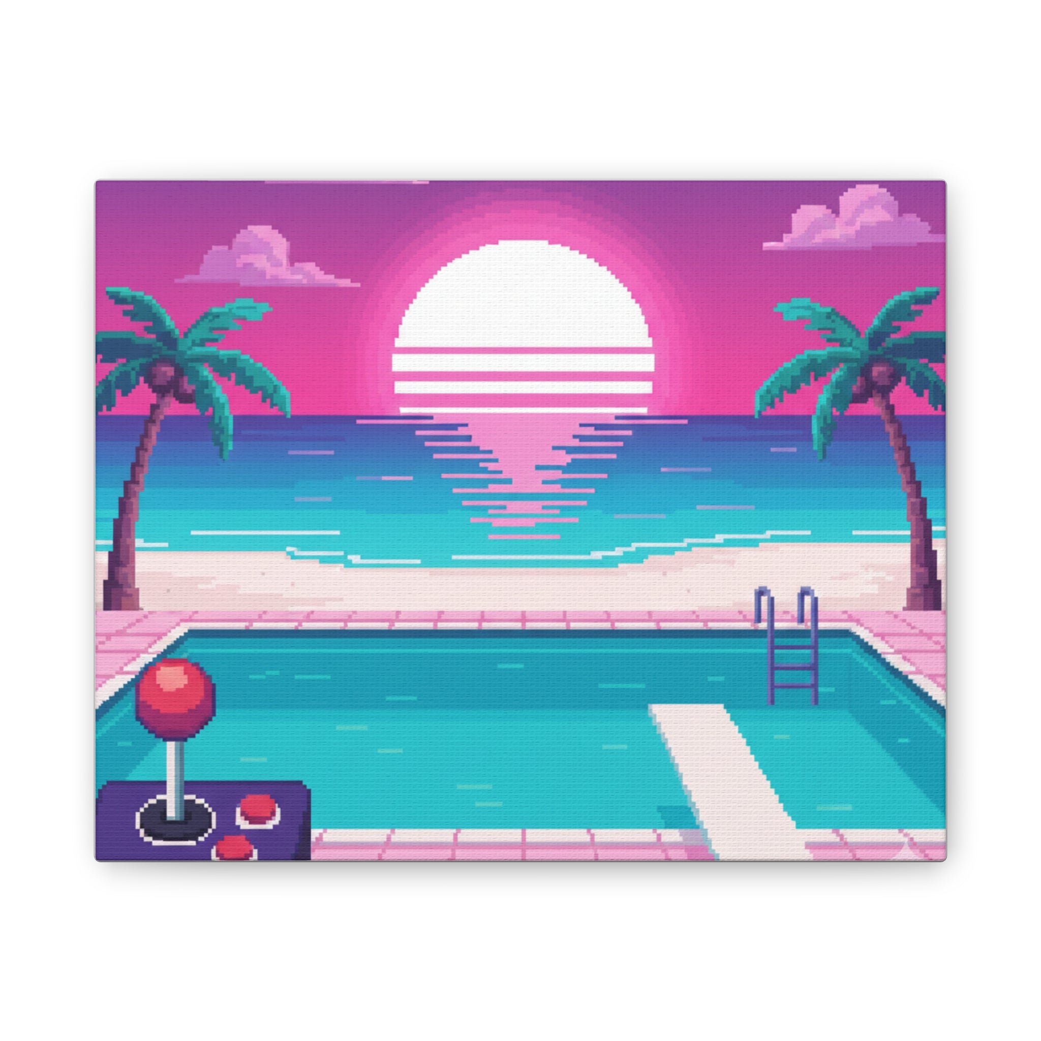 Retro Vaporwave Beach Canvas Print