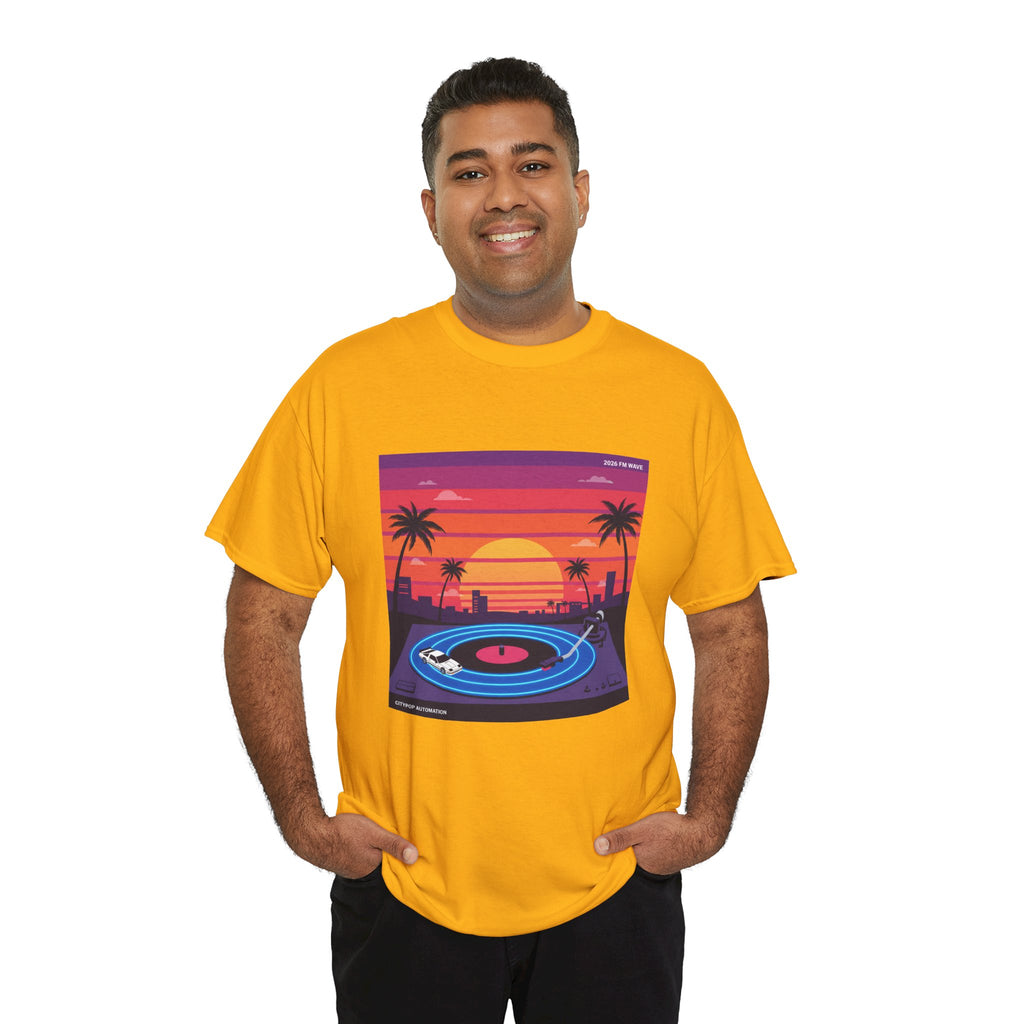 Sunset Vinyl Record T-Shirt — Retro Beachwave Music Tee