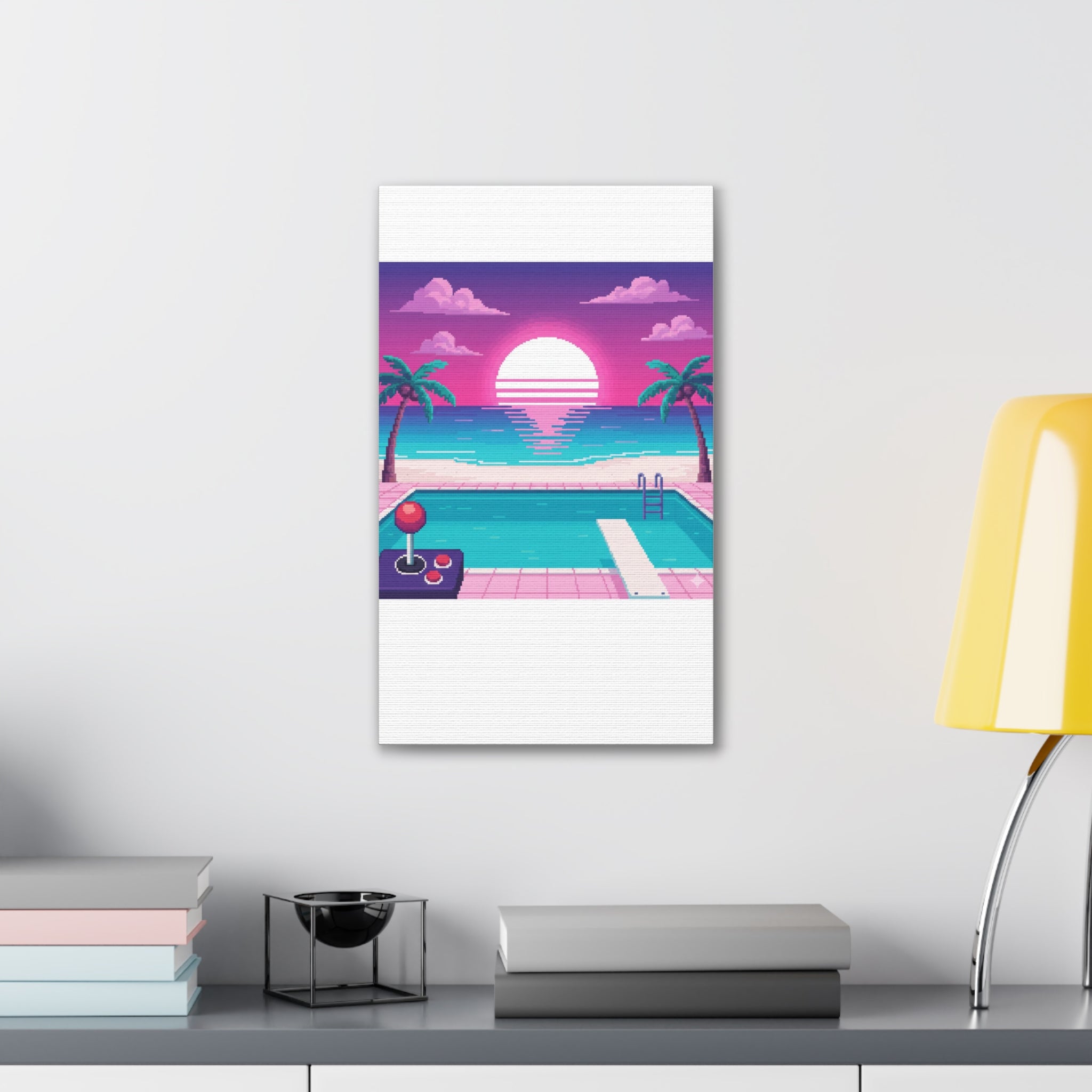 Retro Vaporwave Beach Canvas Print