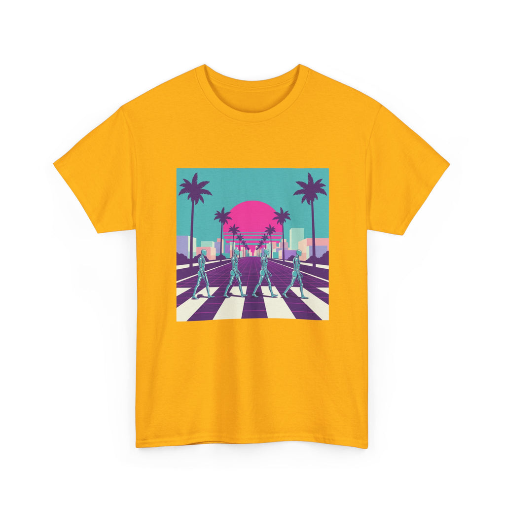 Retro Sunset Beach Tee — Vaporwave Palm Tree Skate Crossing T-Shirt