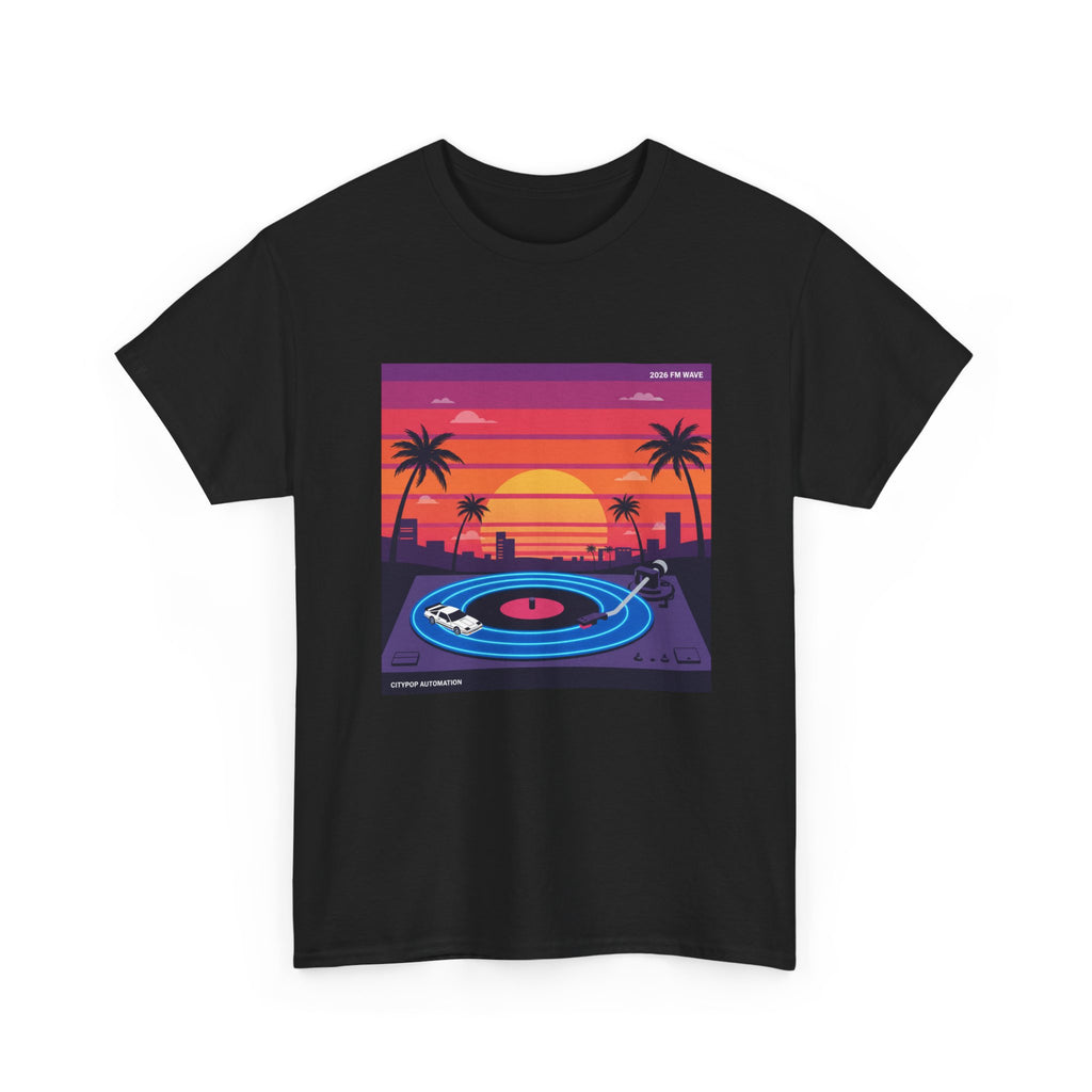 Sunset Vinyl Record T-Shirt — Retro Beachwave Music Tee