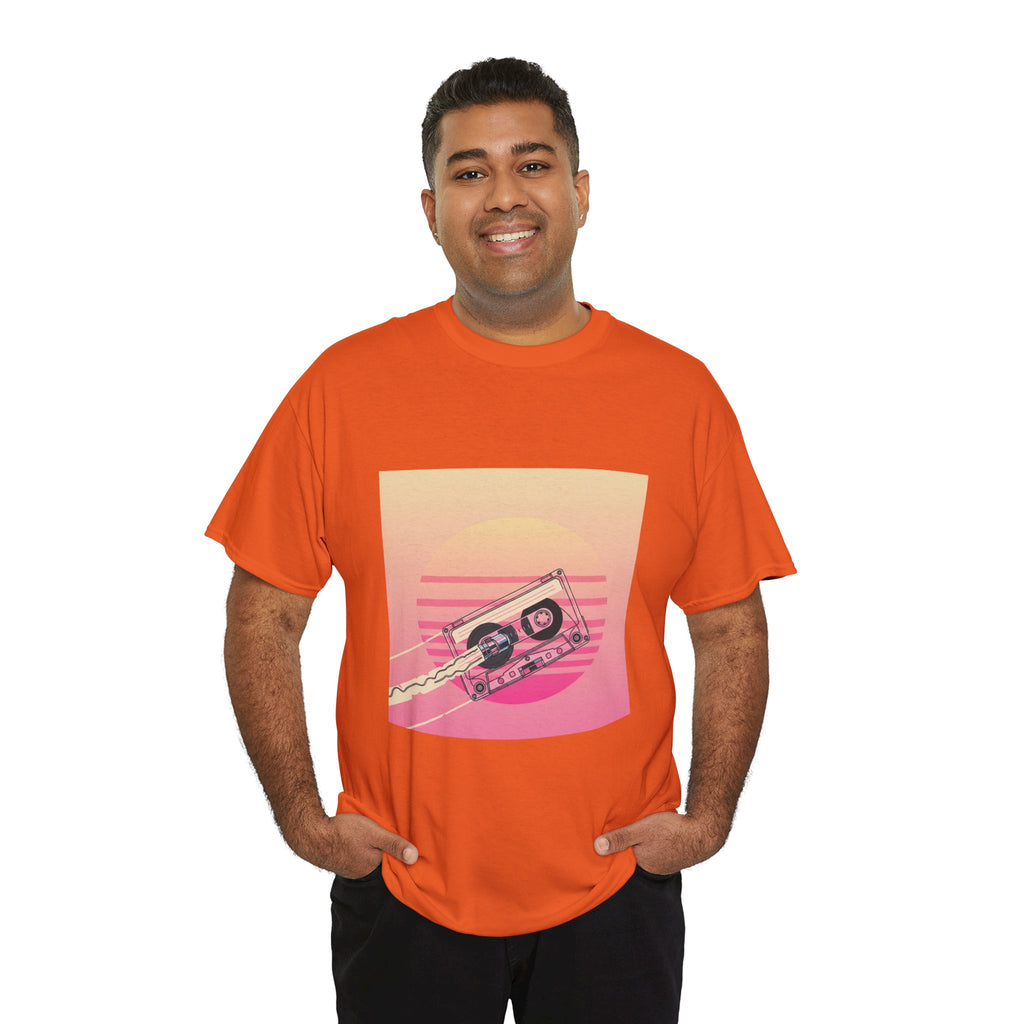 Cassette Sunset Tee — Retro Vaporwave Vintage Tape T-Shirt