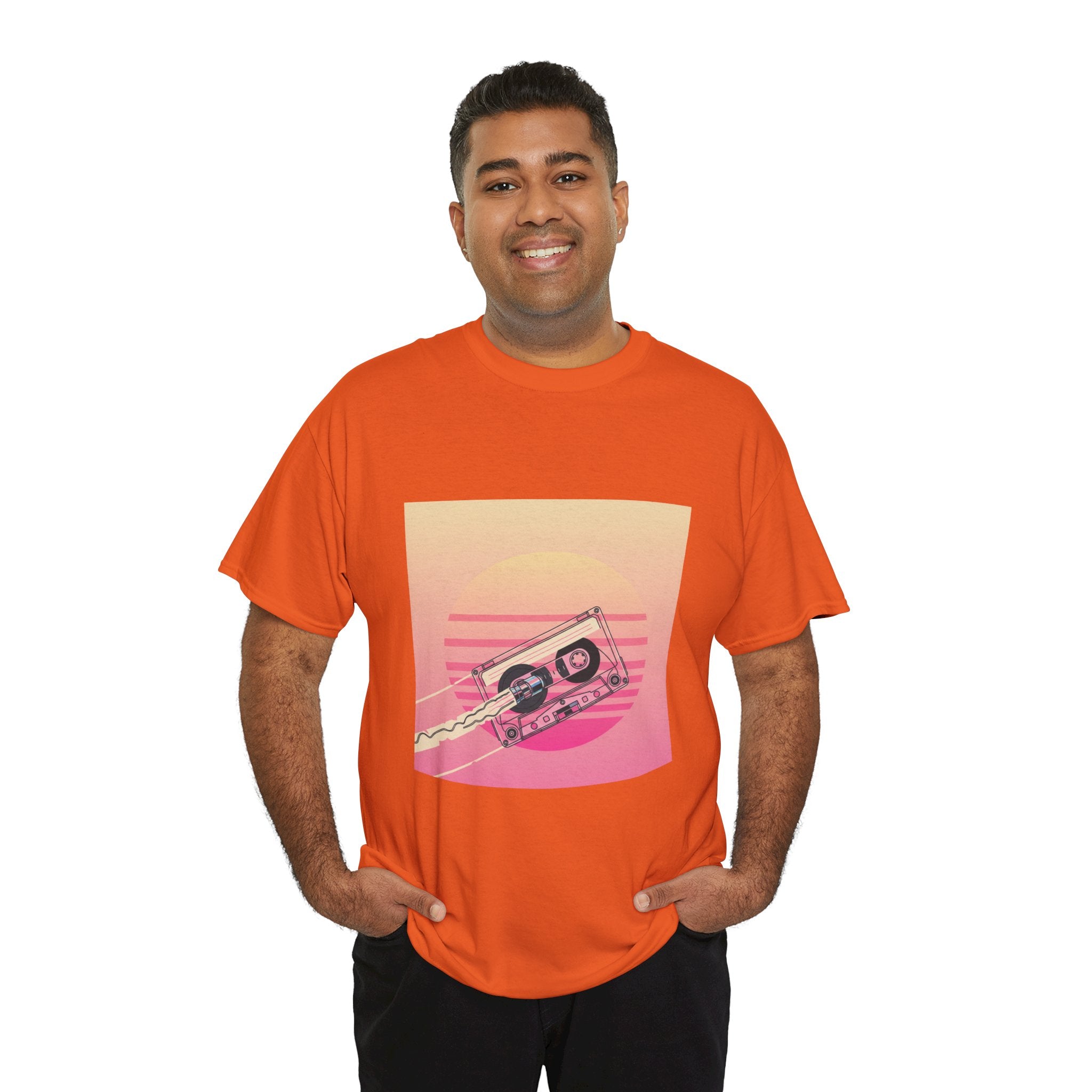 Cassette Sunset Tee — Retro Vaporwave Vintage Tape T-Shirt