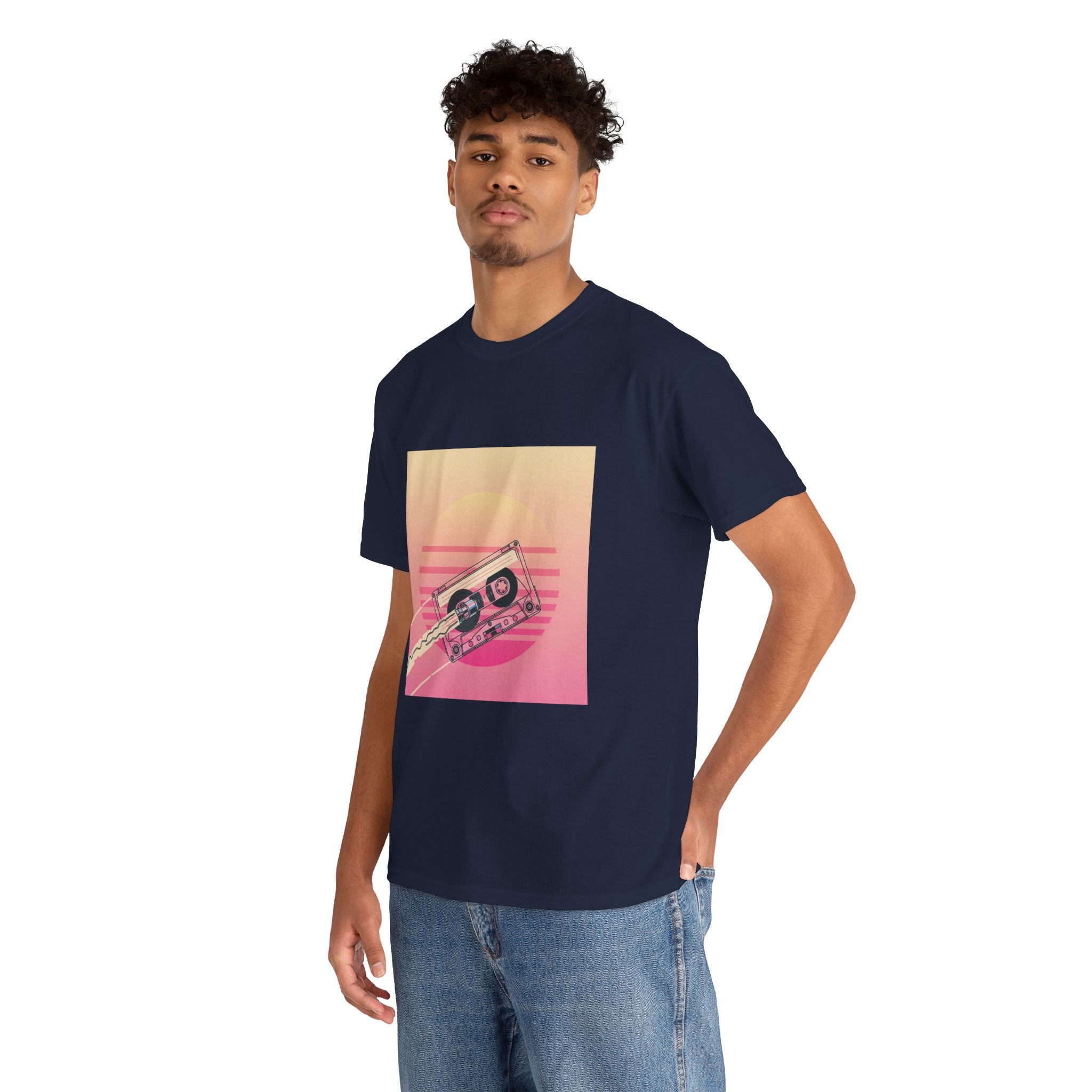 Cassette Sunset Tee — Retro Vaporwave Vintage Tape T-Shirt