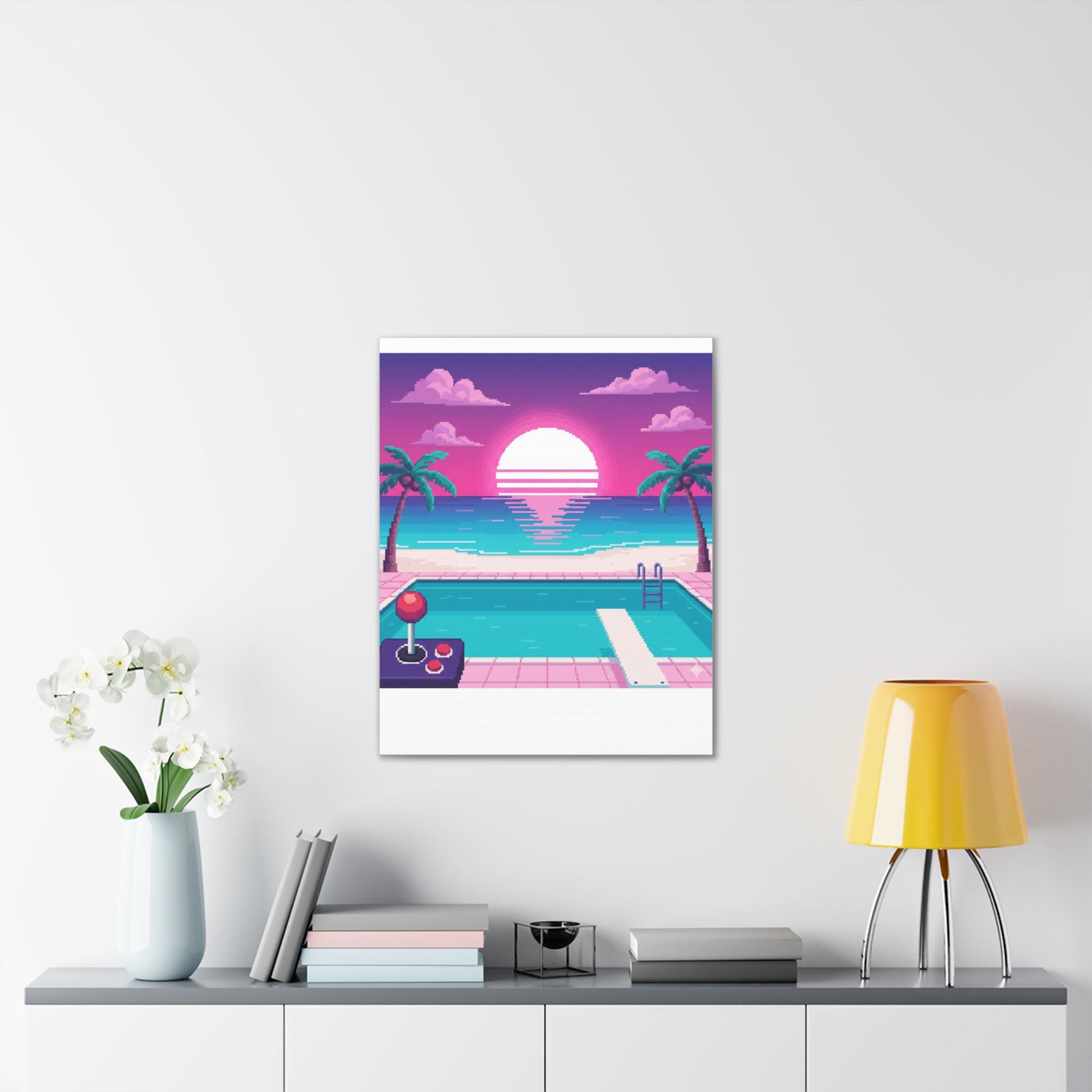 Retro Vaporwave Beach Canvas Print