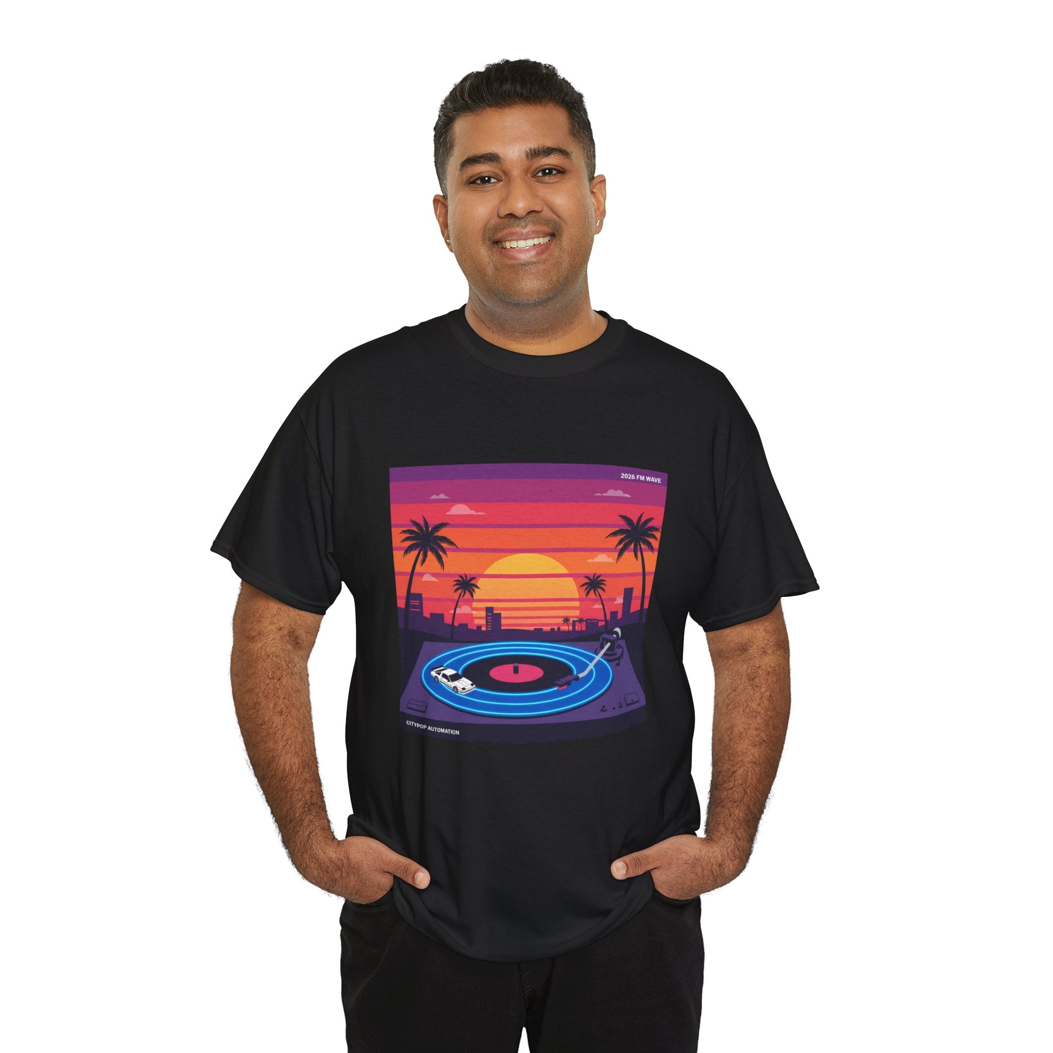 Sunset Vinyl Record T-Shirt — Retro Beachwave Music Tee