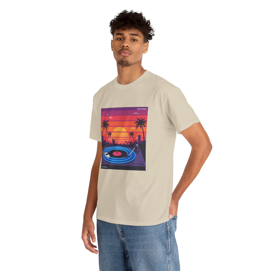 Sunset Vinyl Record T-Shirt — Retro Beachwave Music Tee