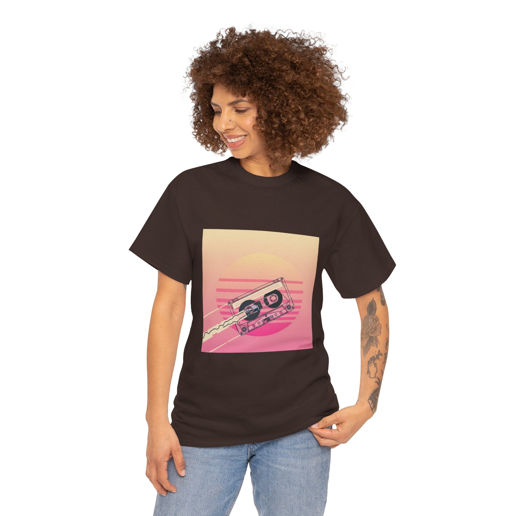 Cassette Sunset Tee — Retro Vaporwave Vintage Tape T-Shirt