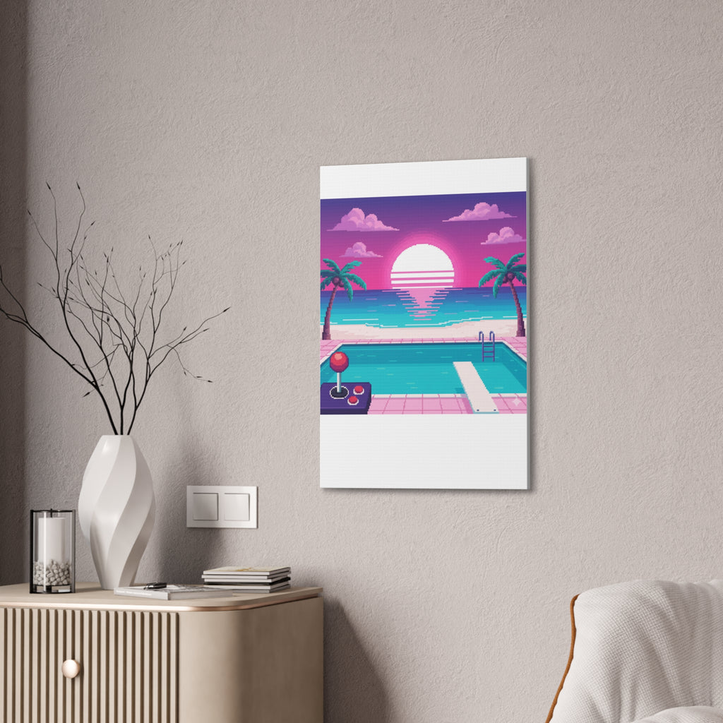 Retro Vaporwave Beach Canvas Print
