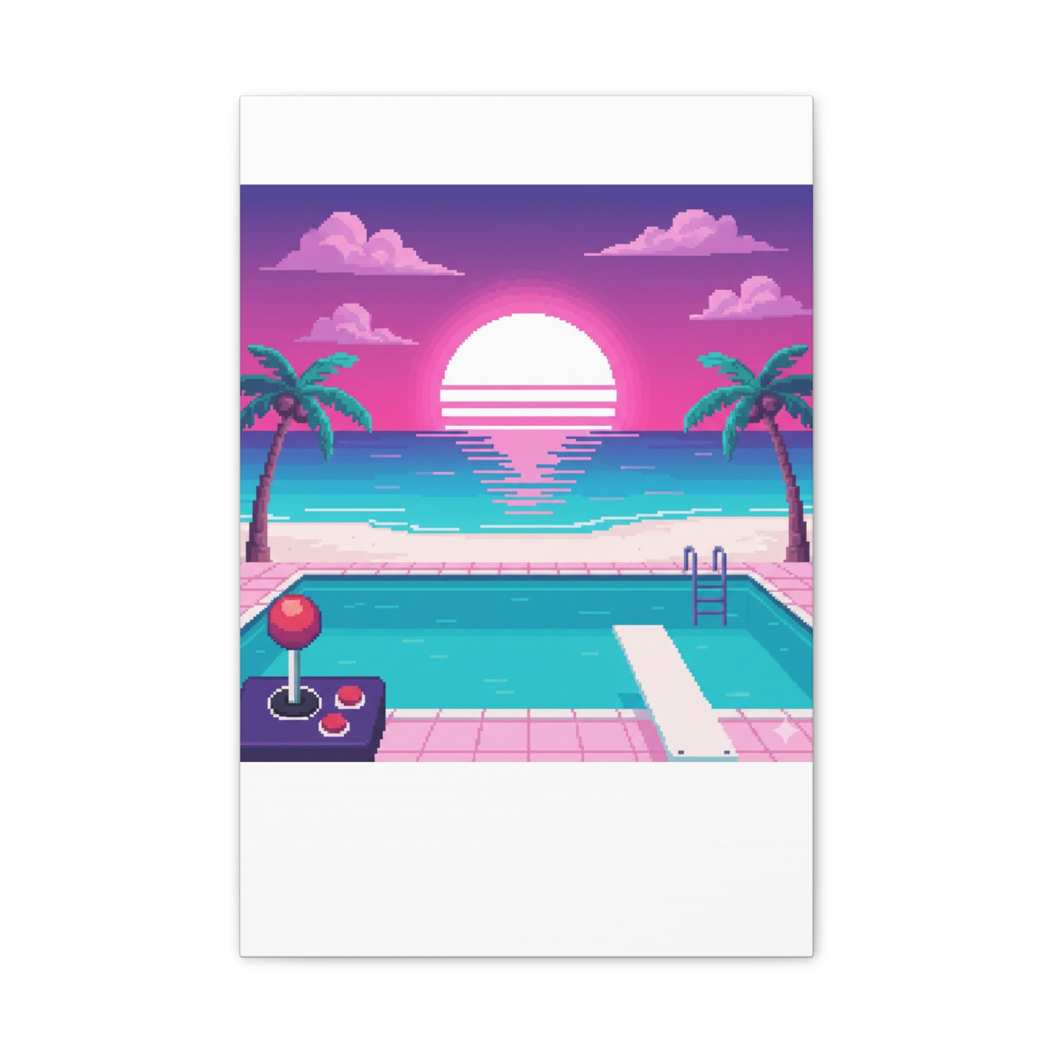 Retro Vaporwave Beach Canvas Print