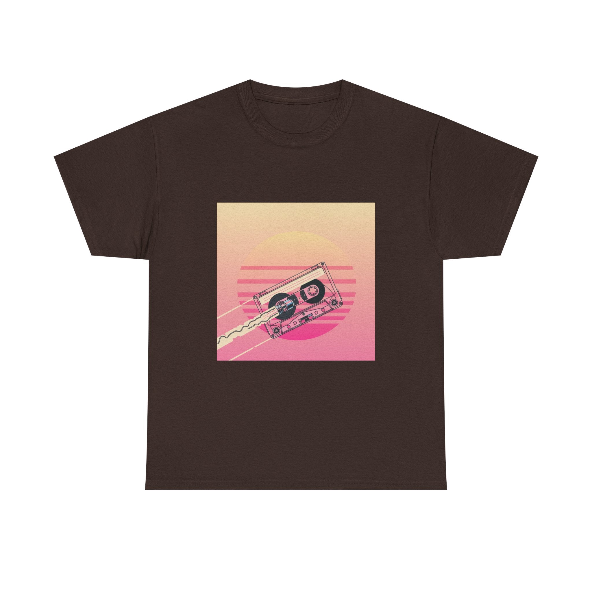 Cassette Sunset Tee — Retro Vaporwave Vintage Tape T-Shirt