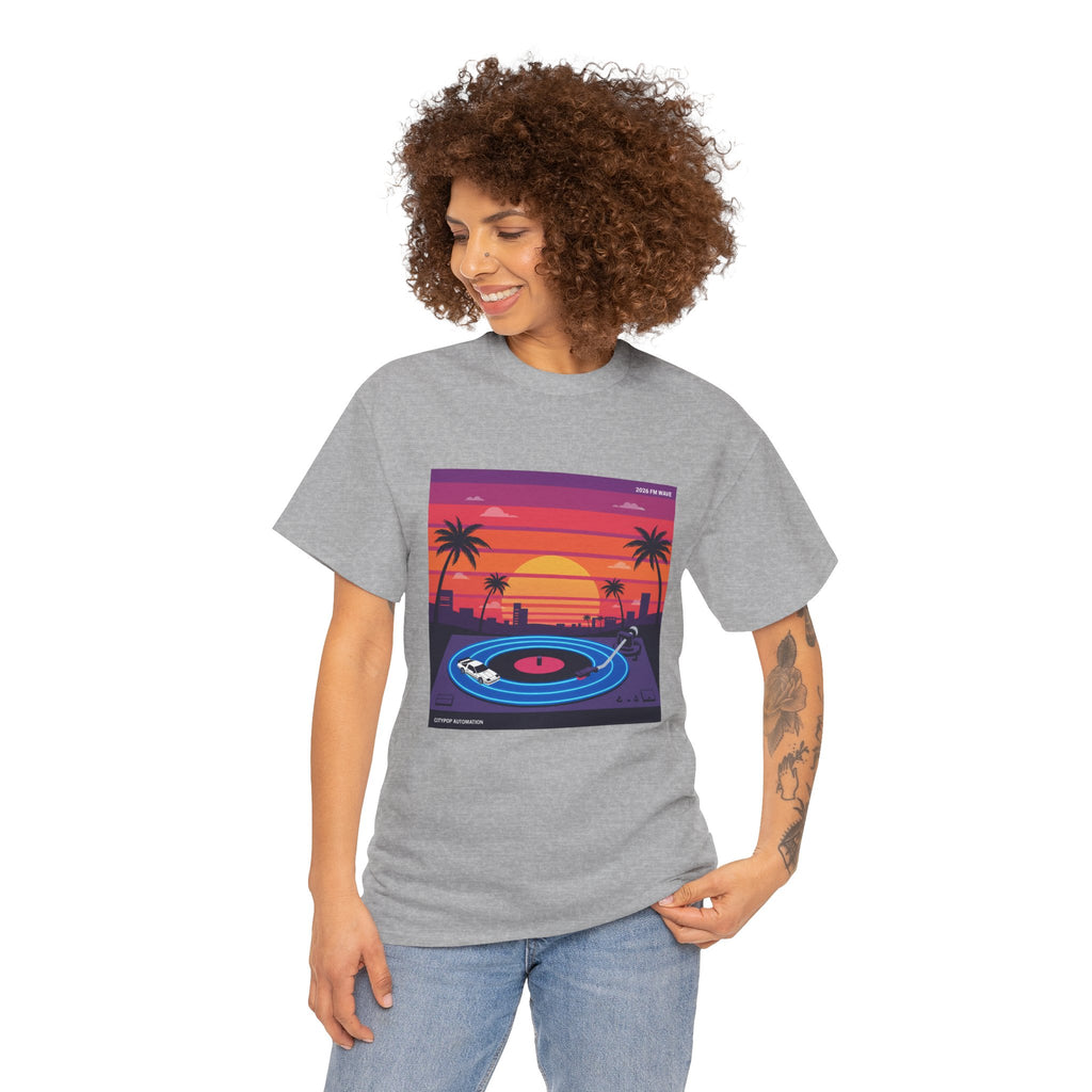 Sunset Vinyl Record T-Shirt — Retro Beachwave Music Tee