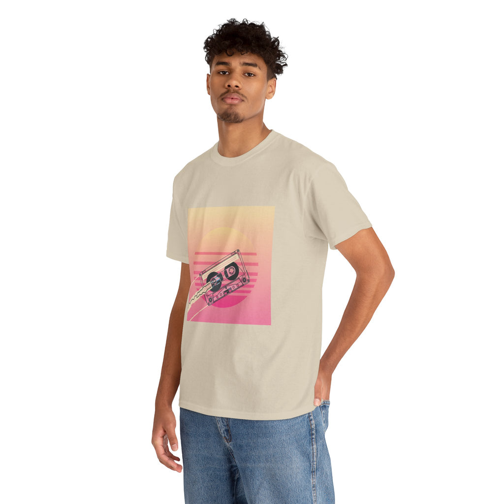 Cassette Sunset Tee — Retro Vaporwave Vintage Tape T-Shirt