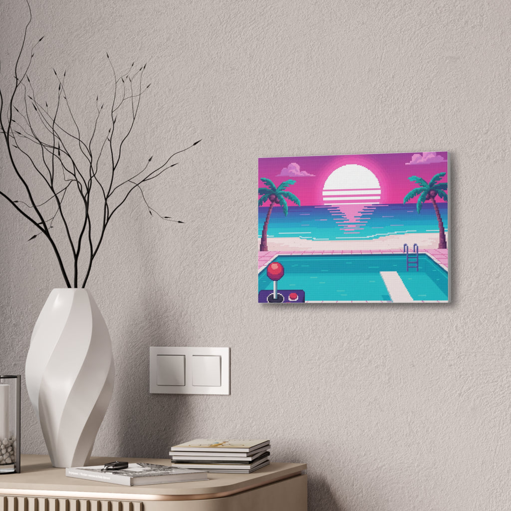 Retro Vaporwave Beach Canvas Print