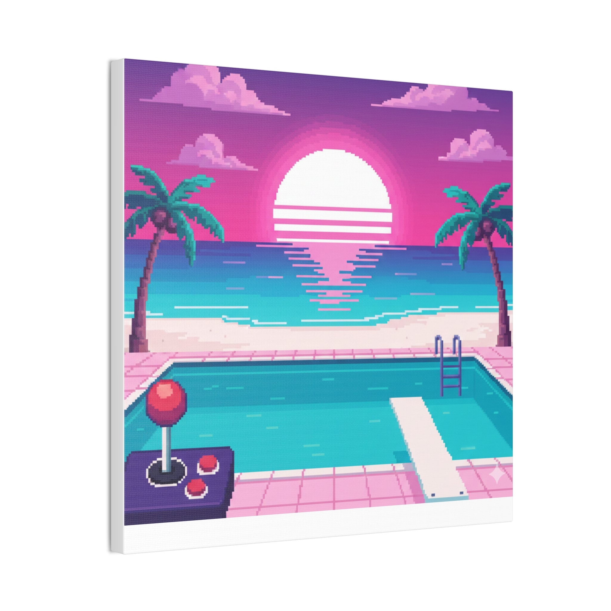 Retro Vaporwave Beach Canvas Print