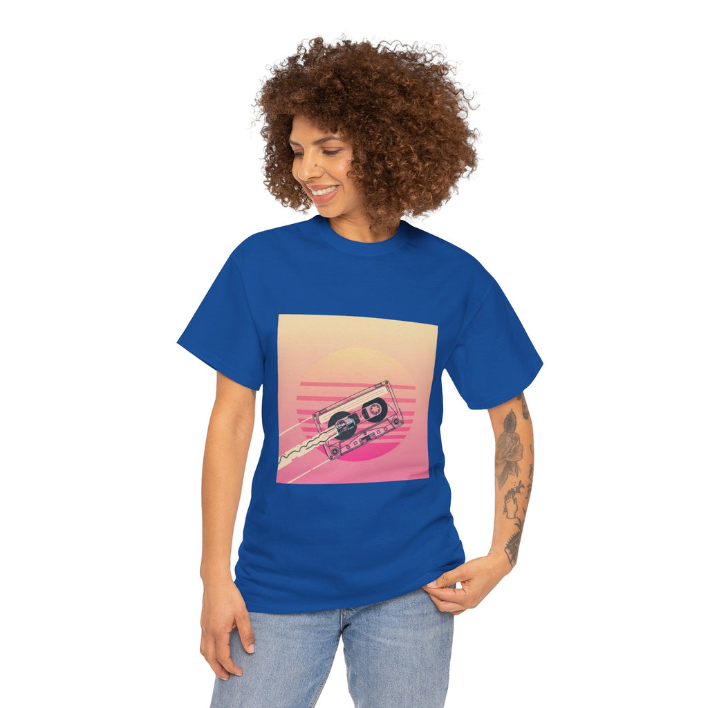 Cassette Sunset Tee — Retro Vaporwave Vintage Tape T-Shirt