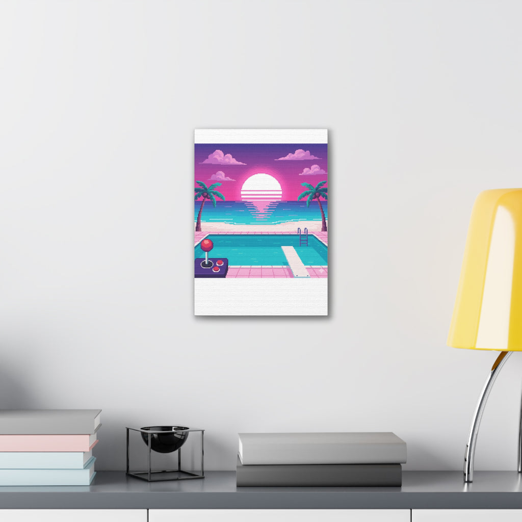 Retro Vaporwave Beach Canvas Print