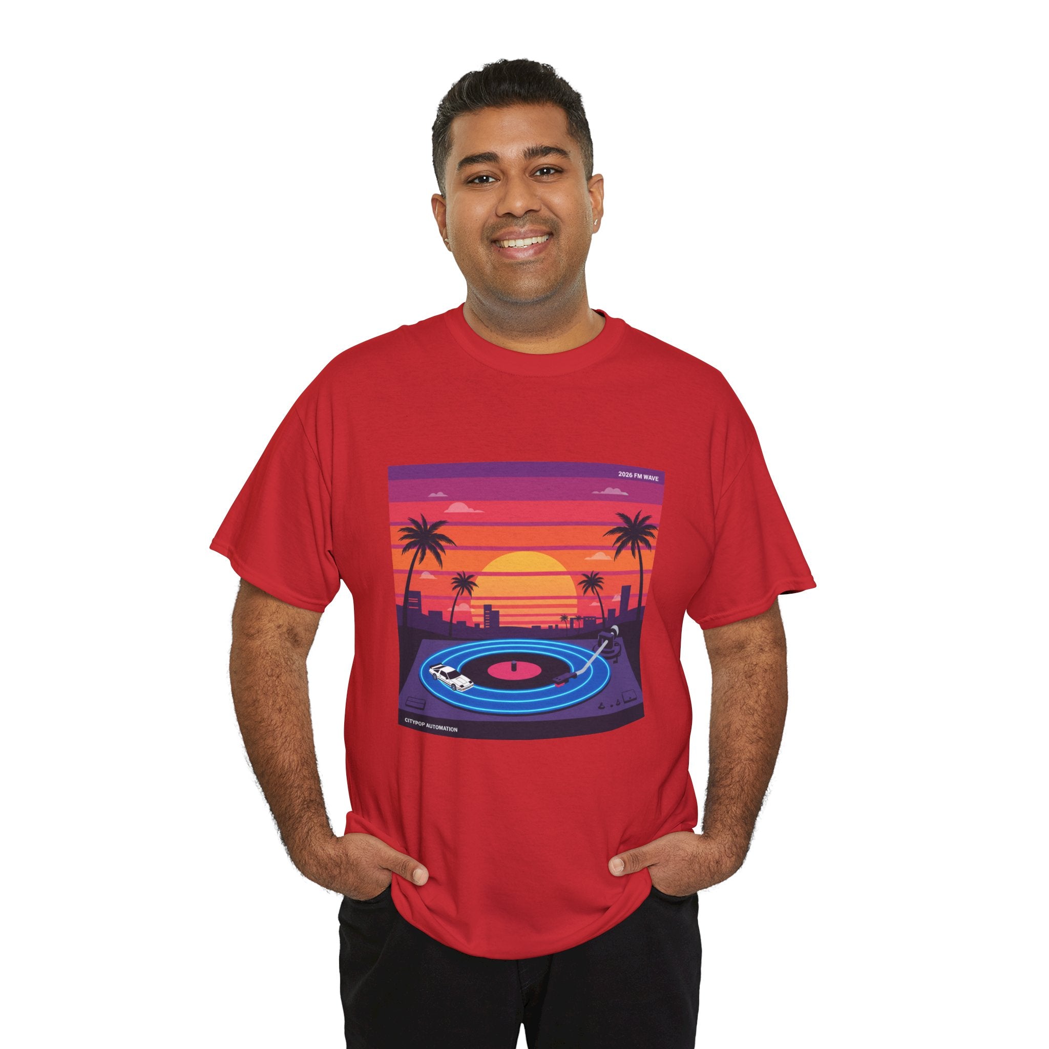 Sunset Vinyl Record T-Shirt — Retro Beachwave Music Tee