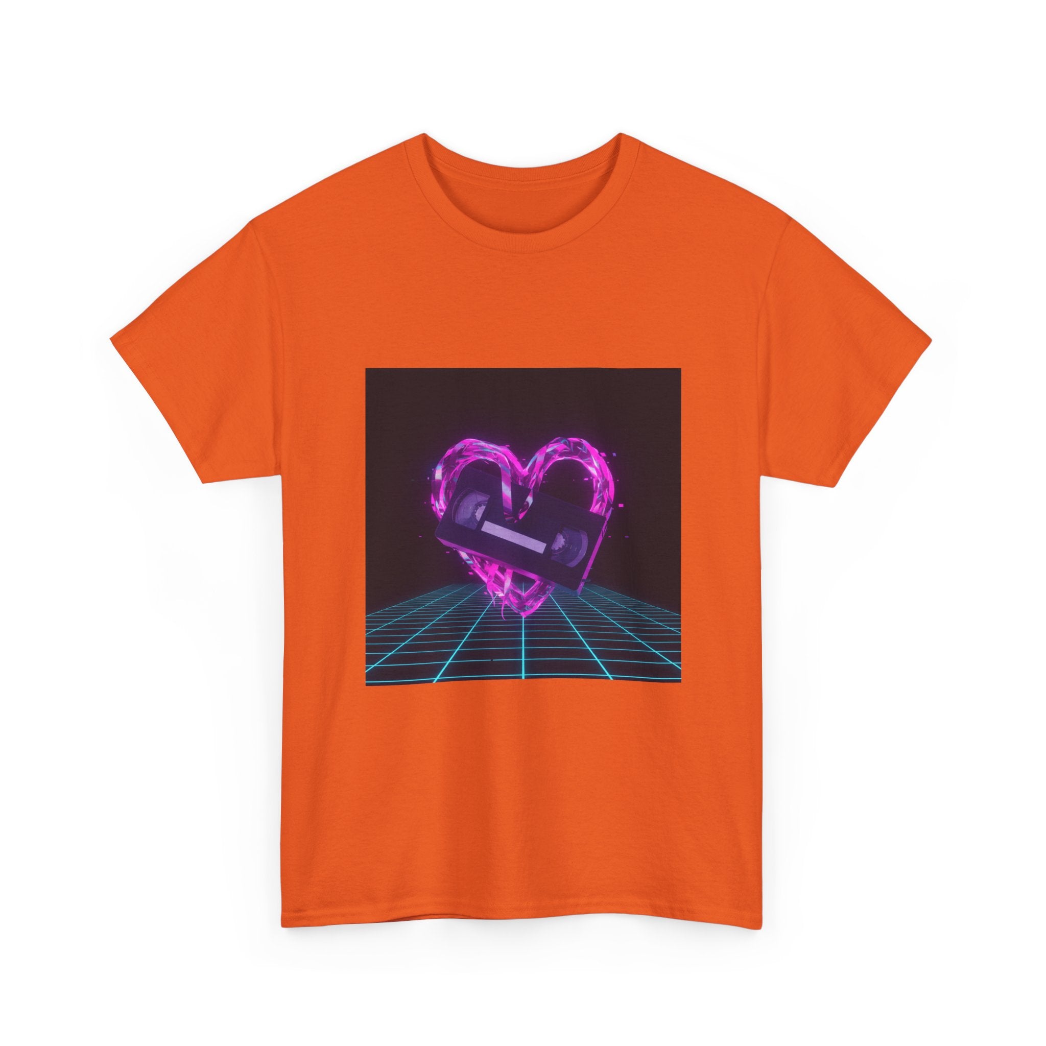 Retro Neon Heart Tee — Vaporwave Pink Heart with Bandage Graphic