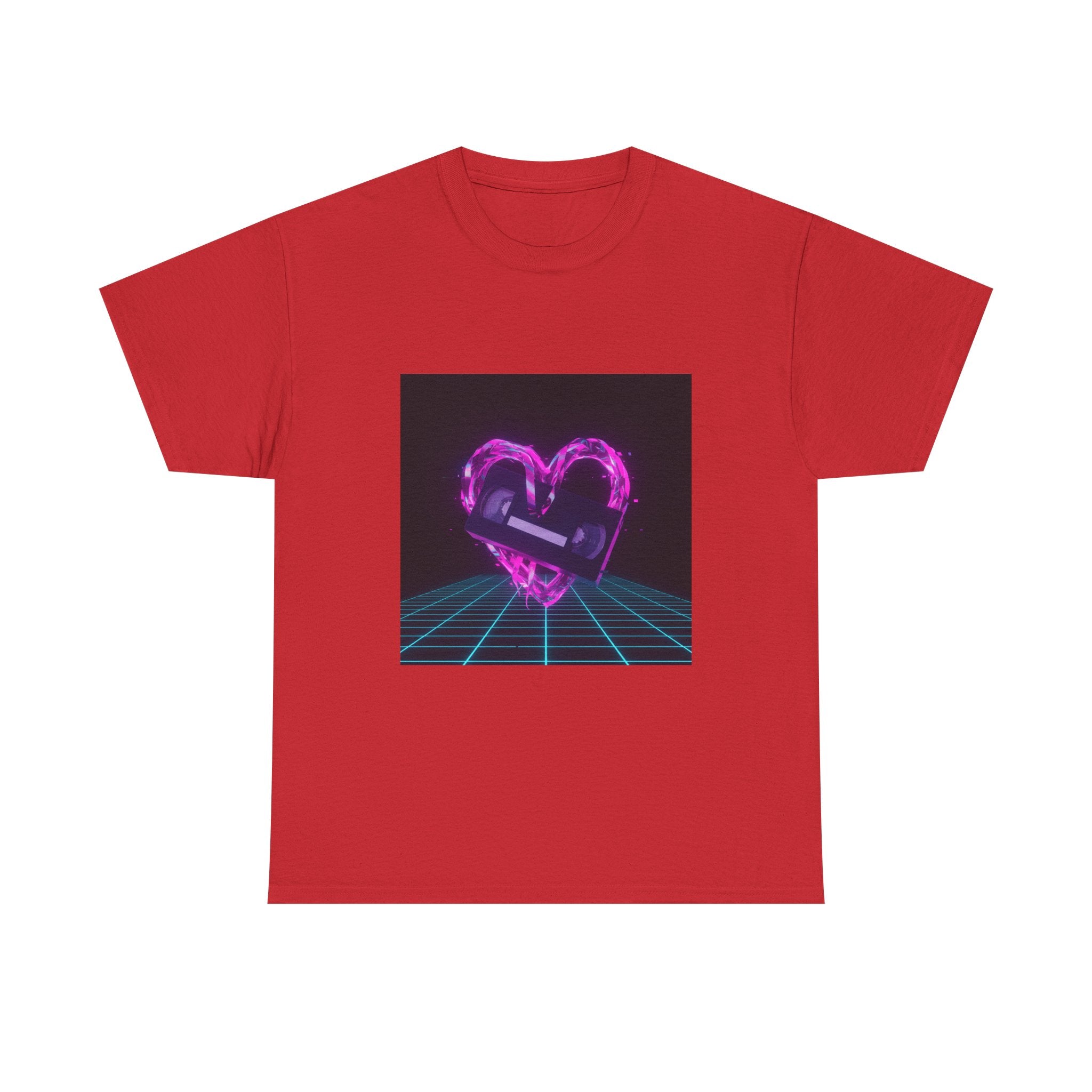 Retro Neon Heart Tee — Vaporwave Pink Heart with Bandage Graphic