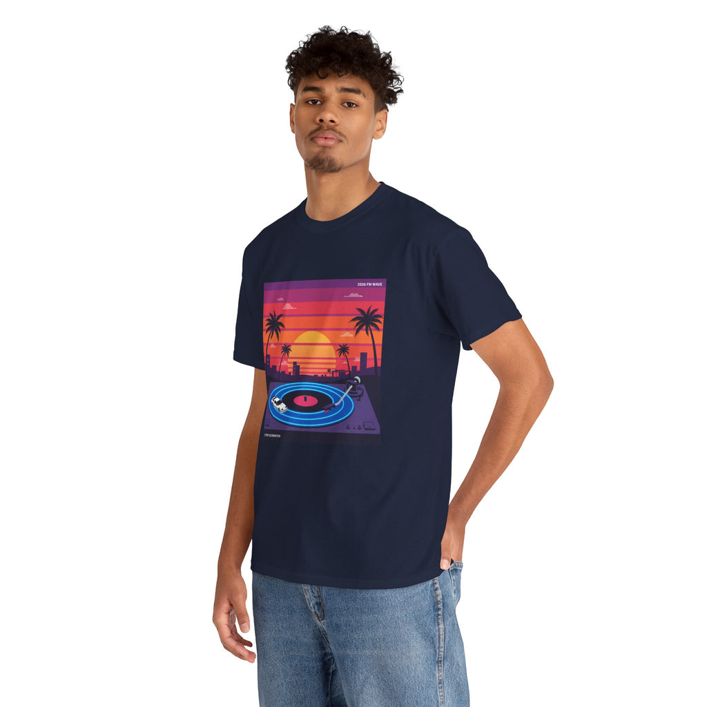Sunset Vinyl Record T-Shirt — Retro Beachwave Music Tee