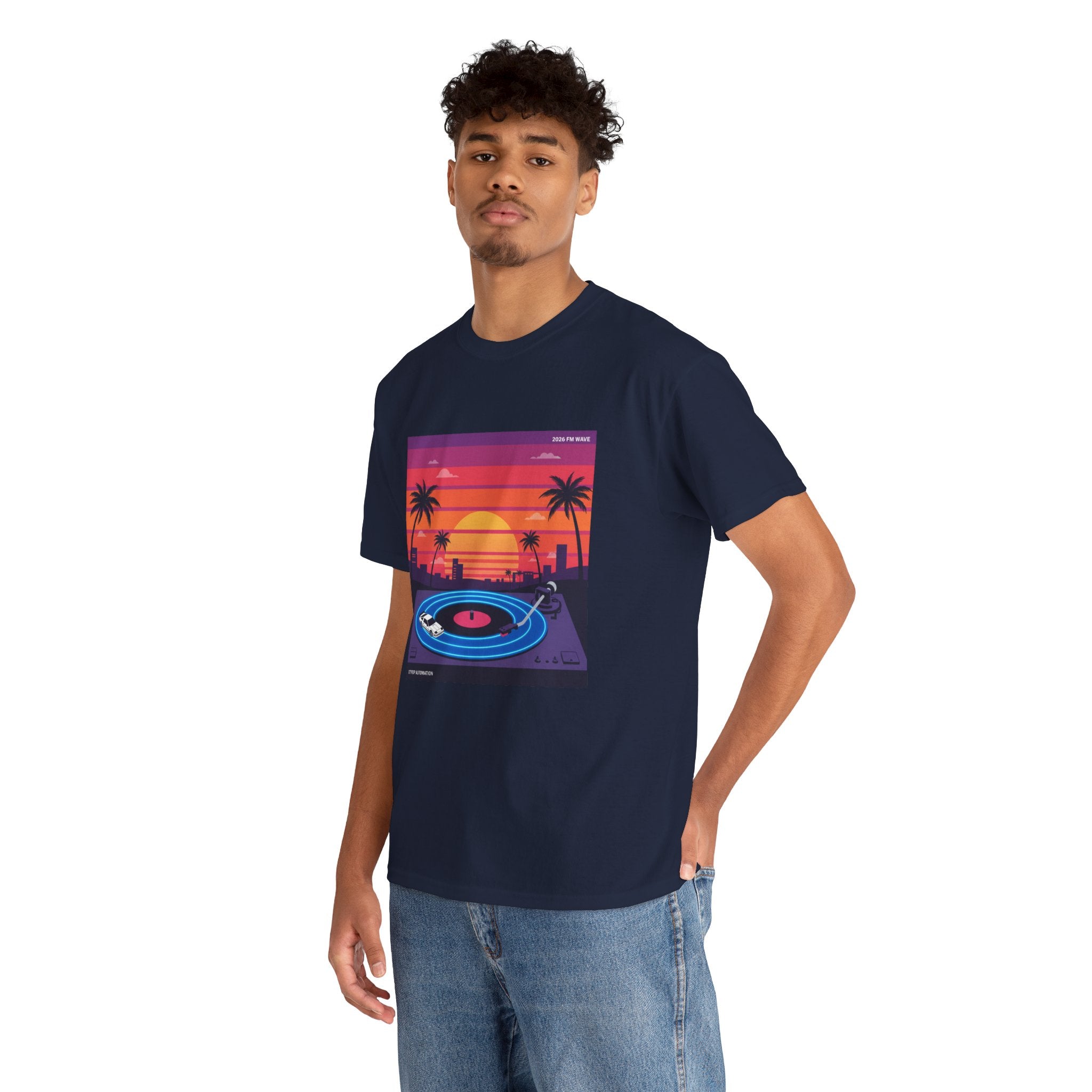 Sunset Vinyl Record T-Shirt — Retro Beachwave Music Tee