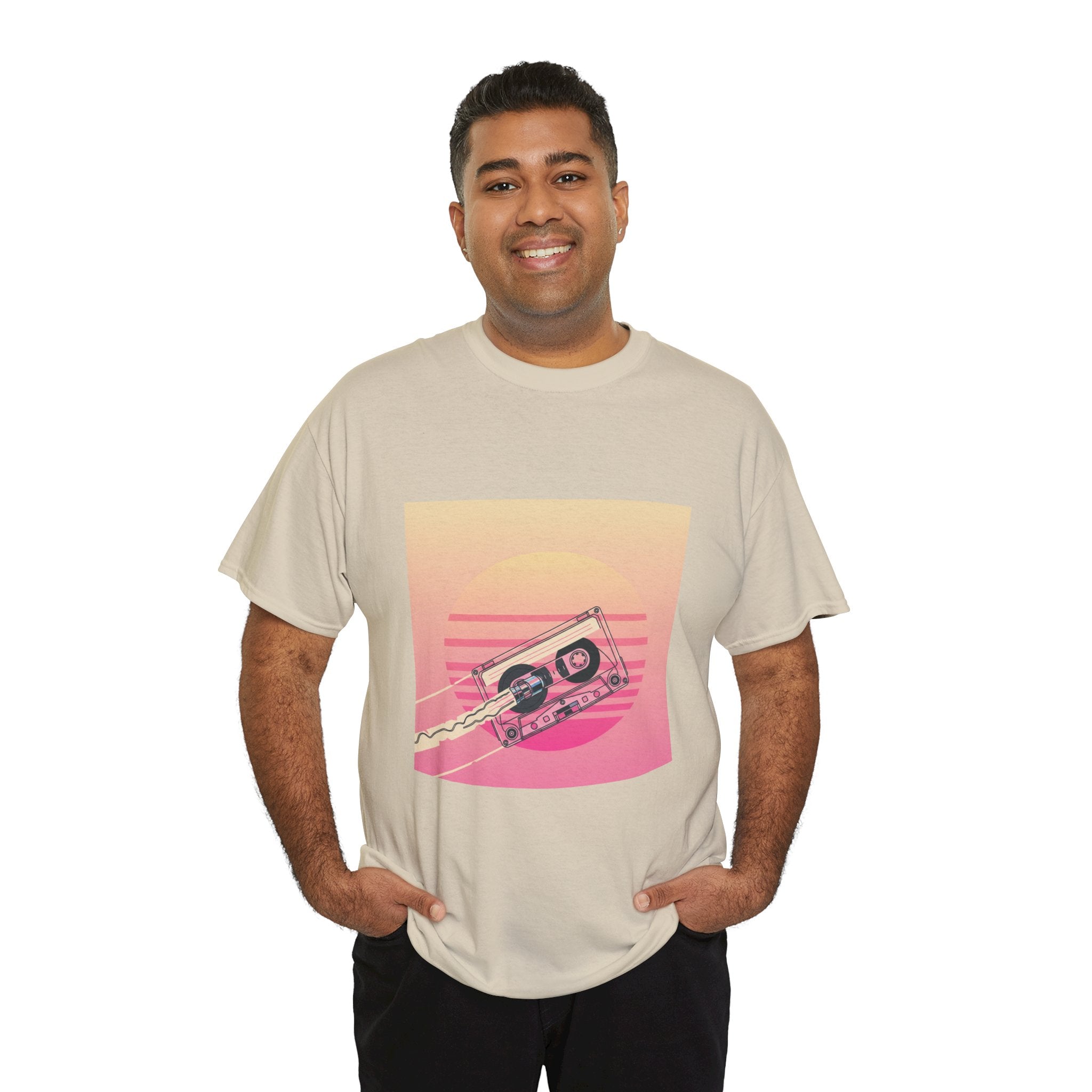 Cassette Sunset Tee — Retro Vaporwave Vintage Tape T-Shirt