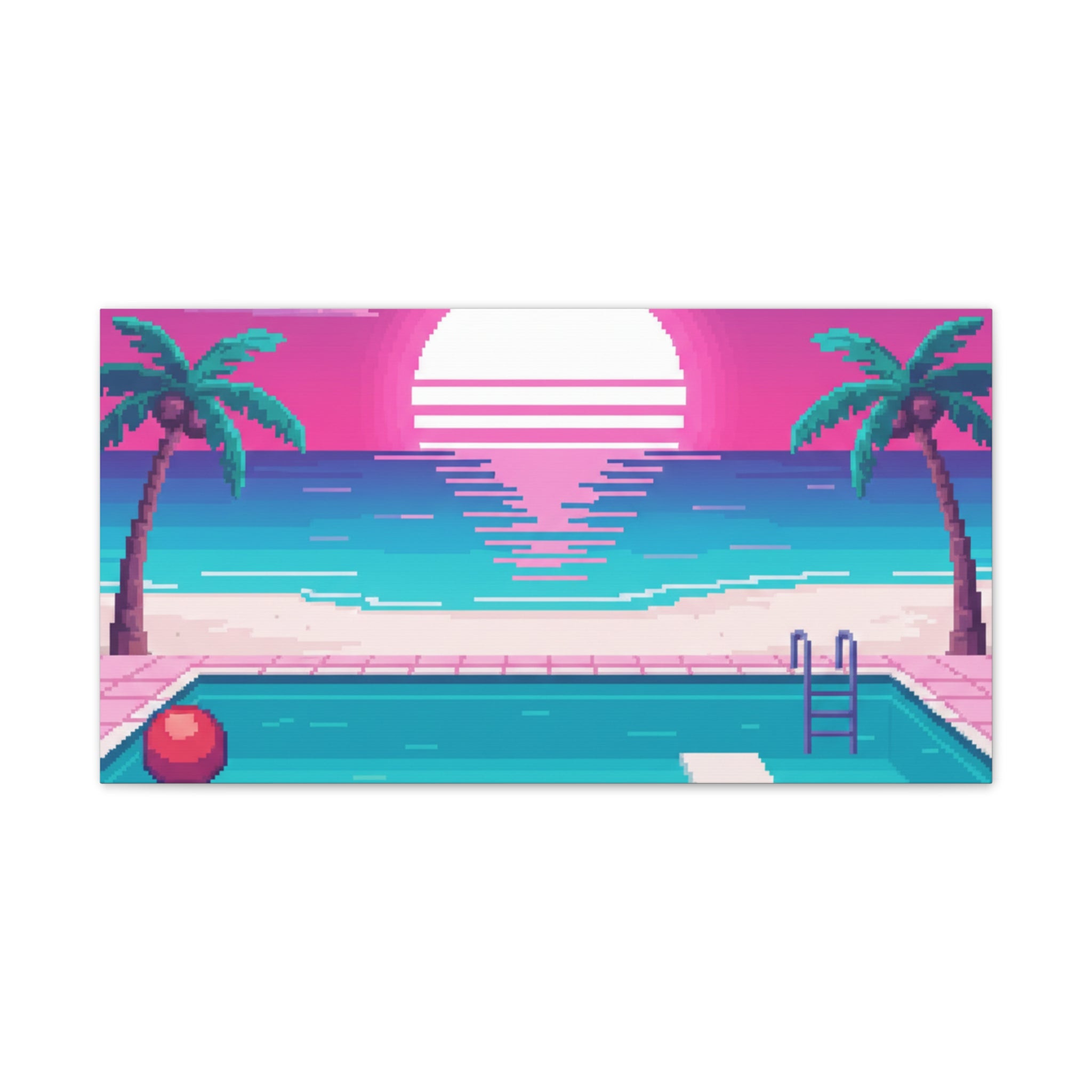 Retro Vaporwave Beach Canvas Print