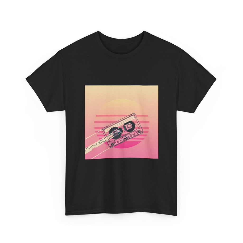 Cassette Sunset Tee — Retro Vaporwave Vintage Tape T-Shirt