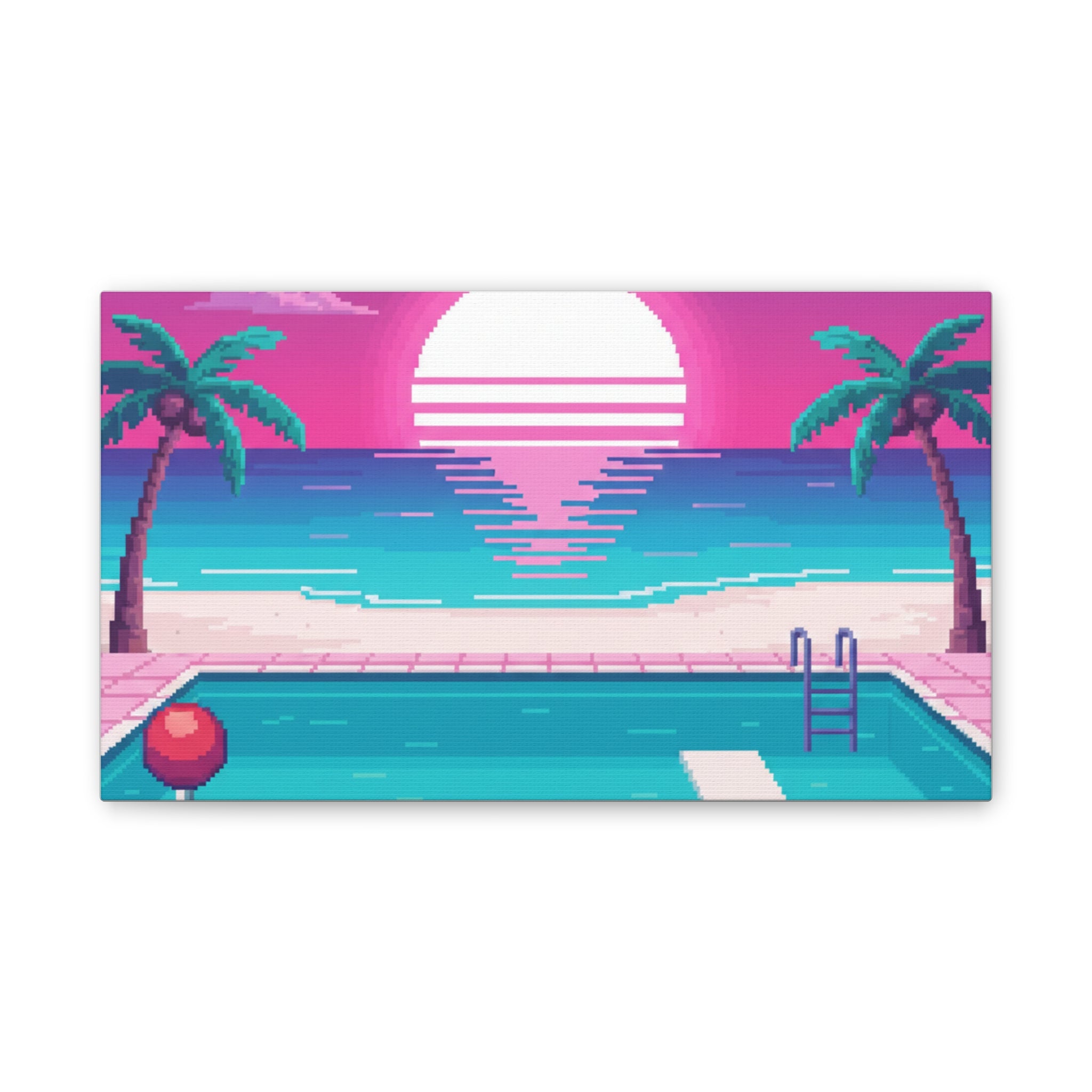 Retro Vaporwave Beach Canvas Print