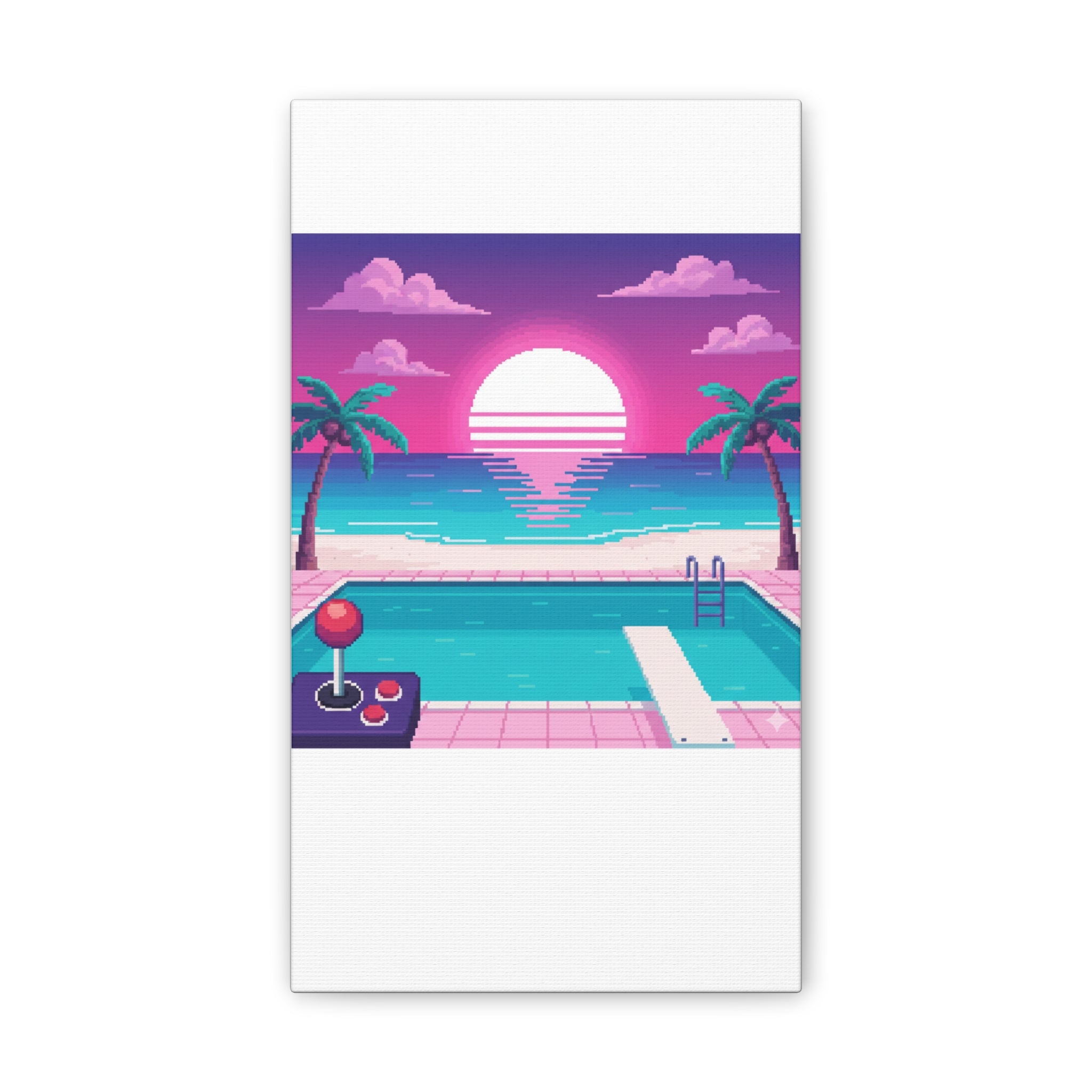 Retro Vaporwave Beach Canvas Print
