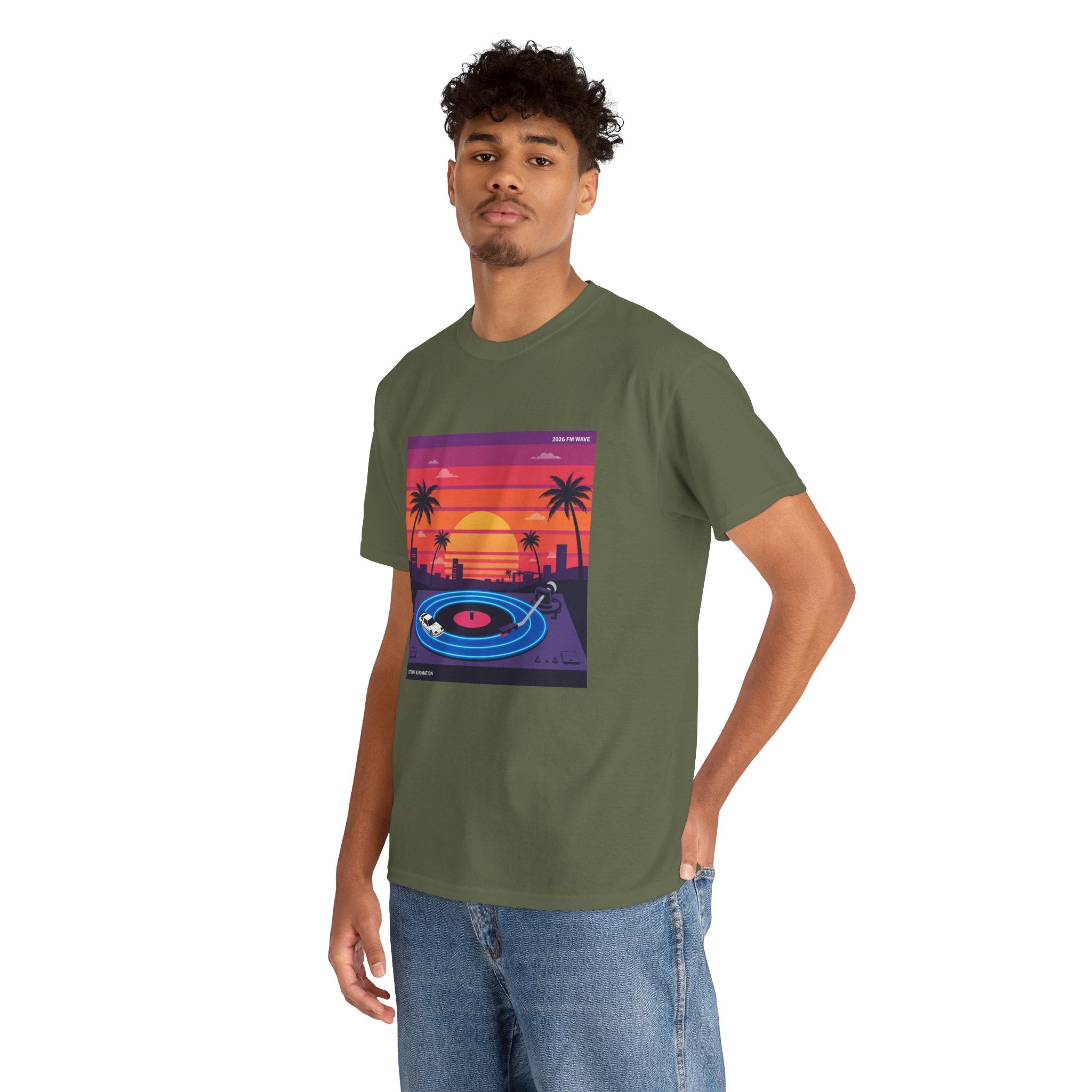 Sunset Vinyl Record T-Shirt — Retro Beachwave Music Tee