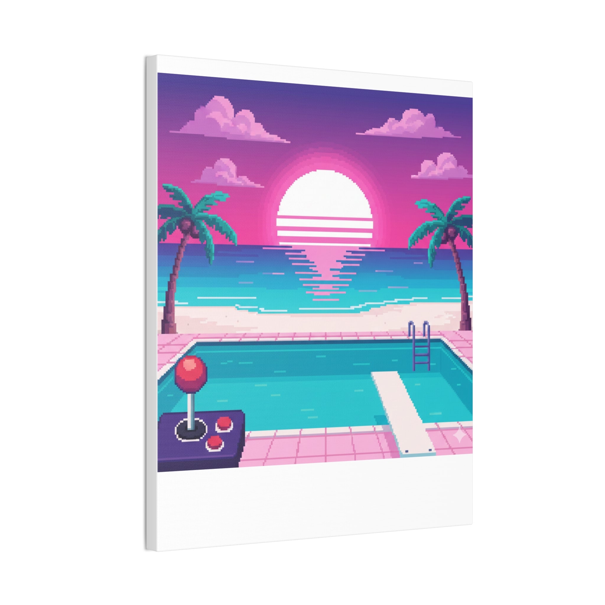 Retro Vaporwave Beach Canvas Print