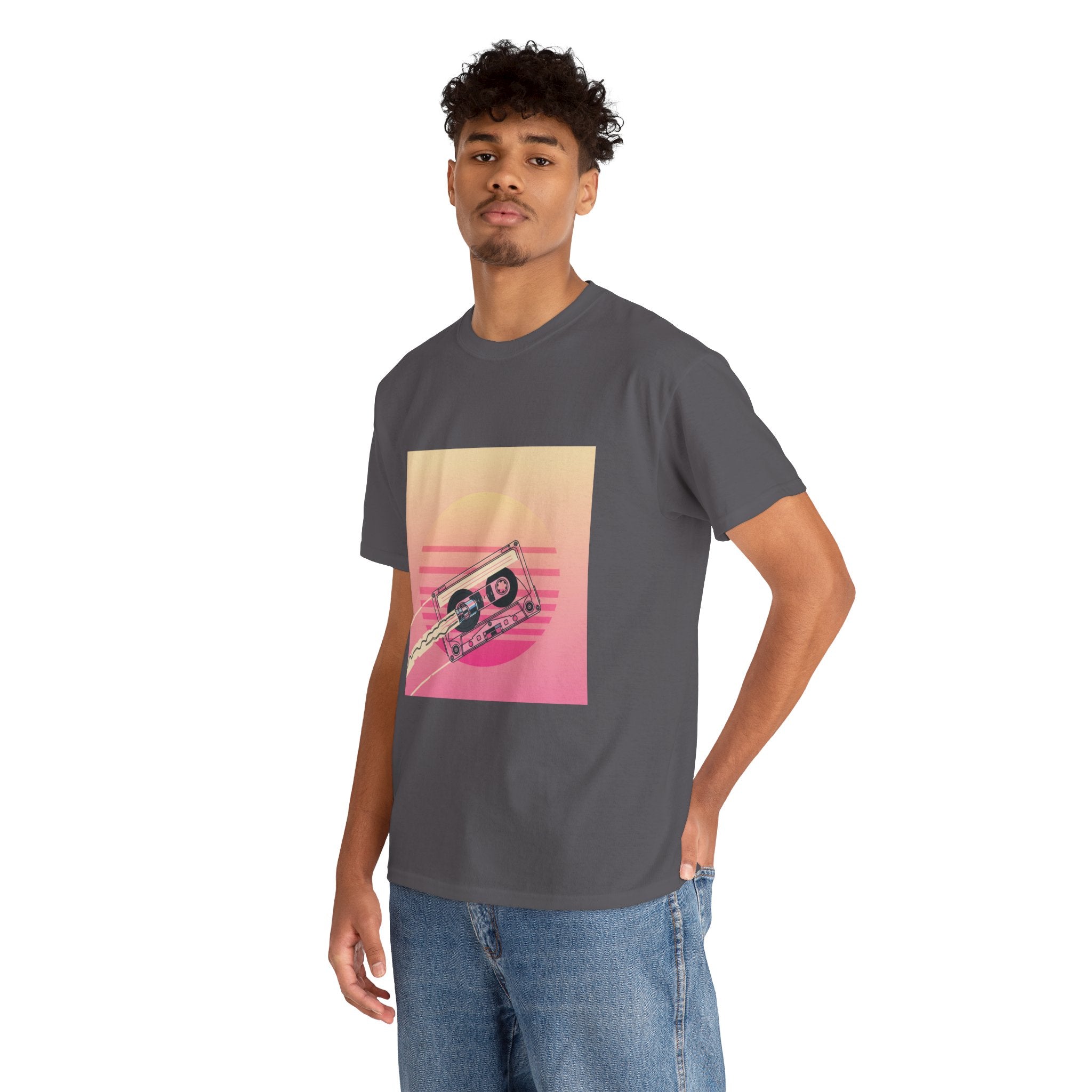 Cassette Sunset Tee — Retro Vaporwave Vintage Tape T-Shirt