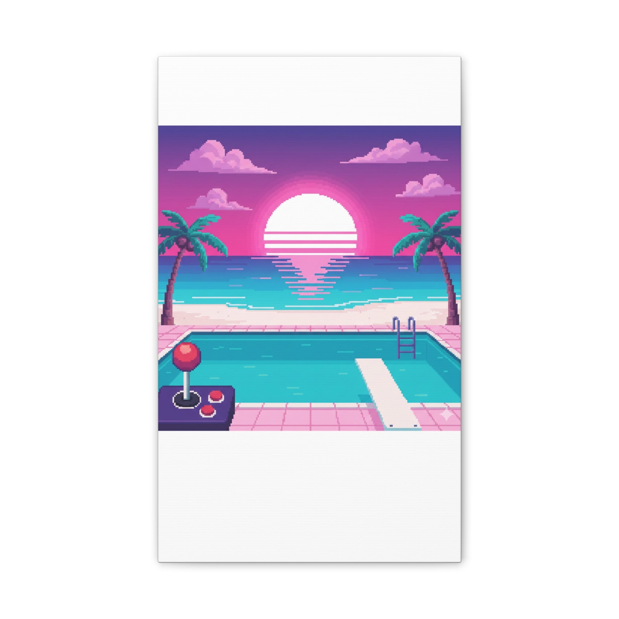Retro Vaporwave Beach Canvas Print