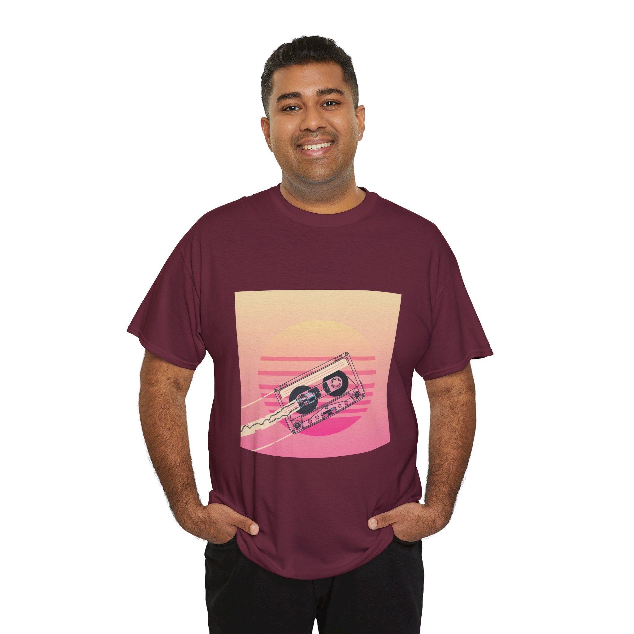 Cassette Sunset Tee — Retro Vaporwave Vintage Tape T-Shirt