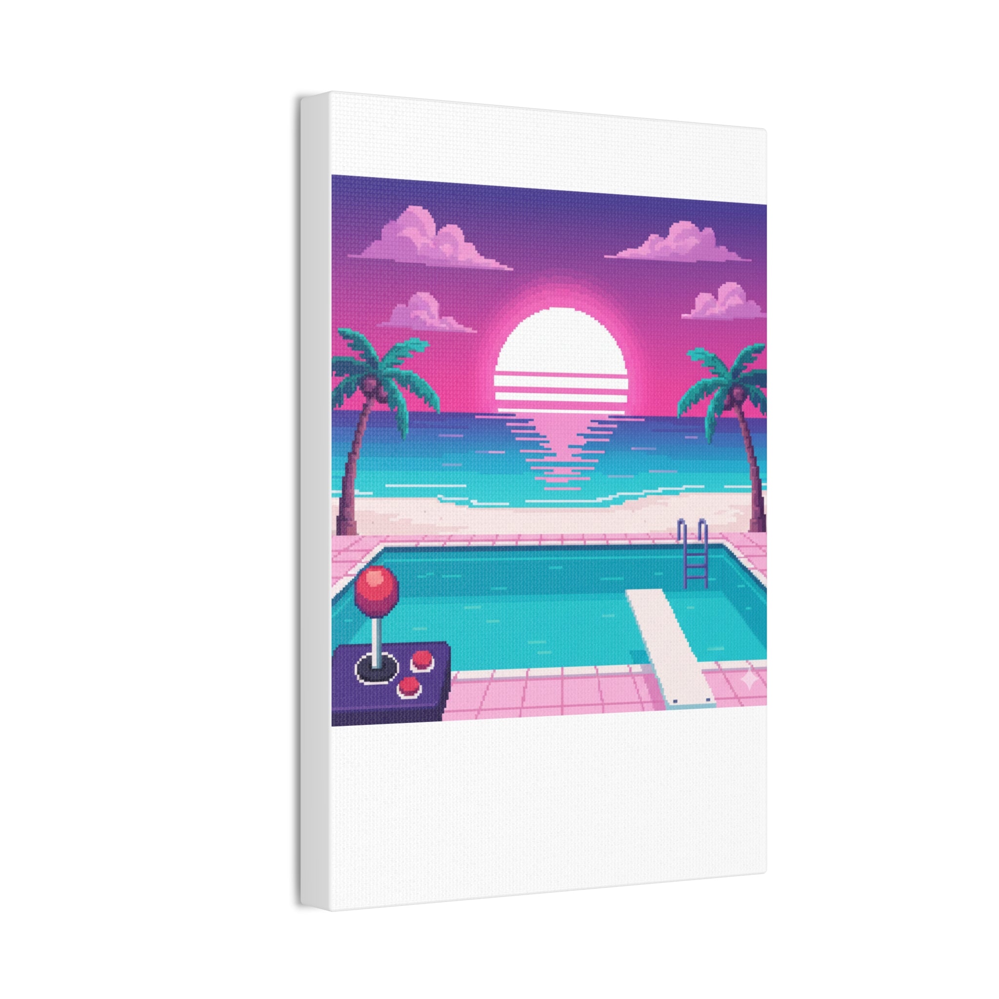 Retro Vaporwave Beach Canvas Print