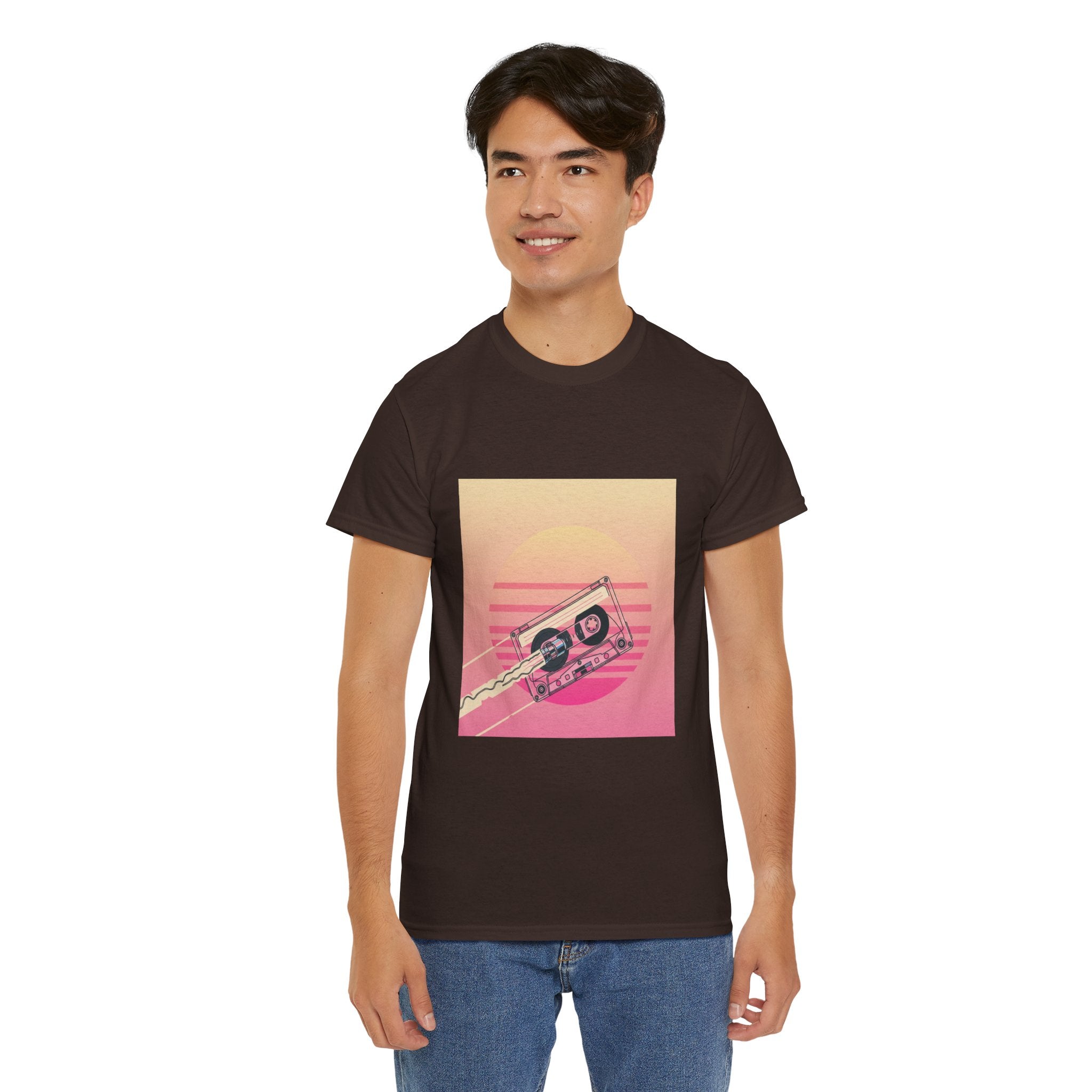 Cassette Sunset Tee — Retro Vaporwave Vintage Tape T-Shirt
